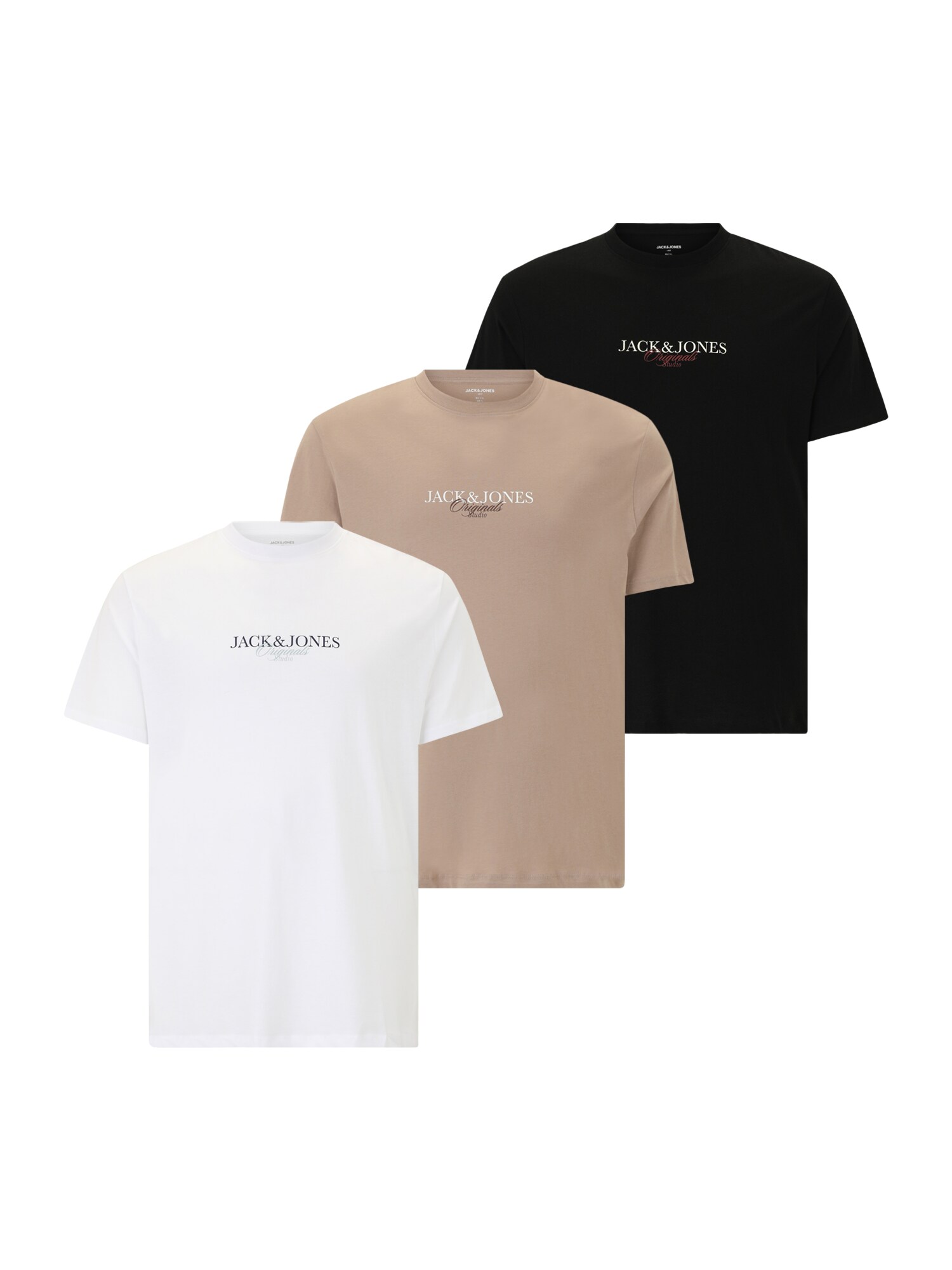 Jack & Jones Plus Póló 'JORBILLYBURG'  világosbarna / piros / fekete / fehér akciós termékkép 1