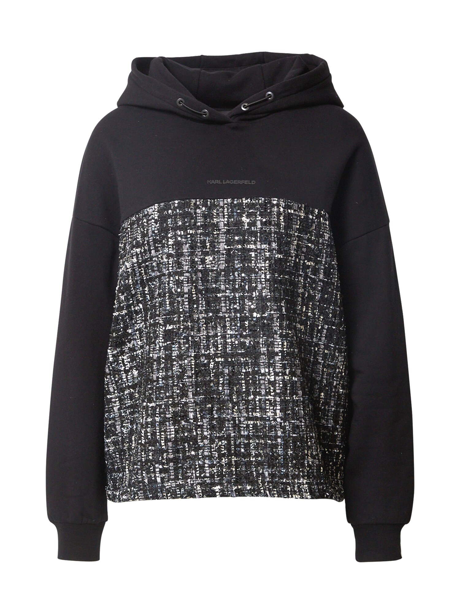 Karl Lagerfeld Megztinis be užsegimo 'Boucle'  juoda / margai juoda