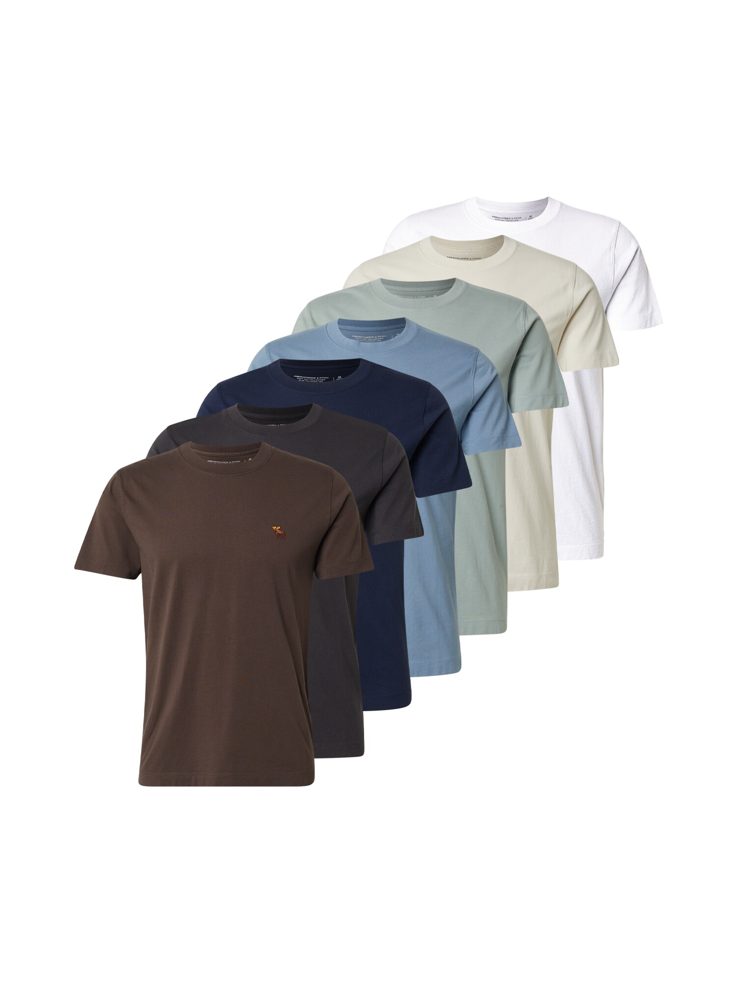 Abercrombie & Fitch Tricou  bleumarin / azuriu / maro / gri metalic / gri deschis / verde mentă / alb