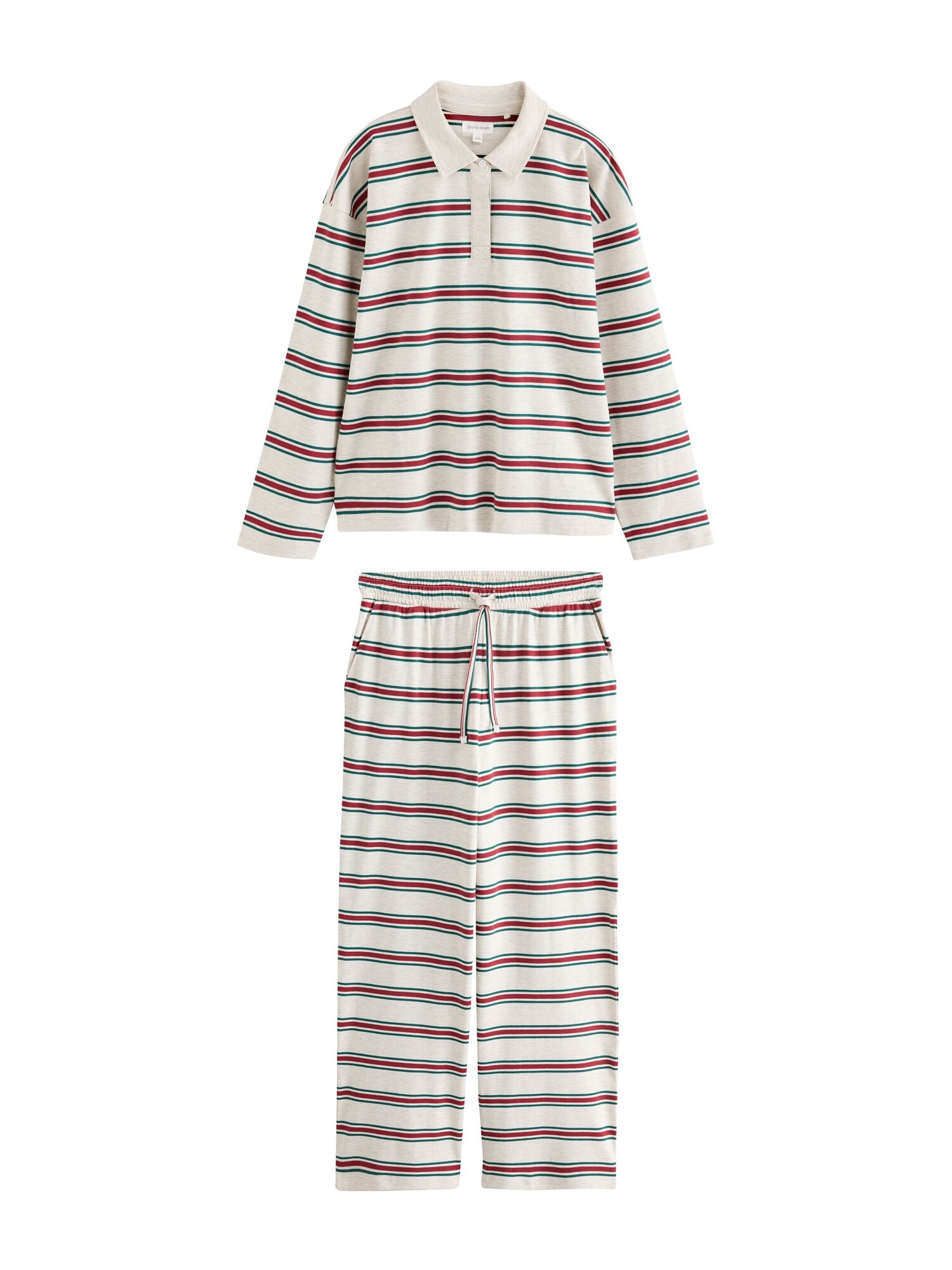 Pyjamas gråmelerad / smaragd
