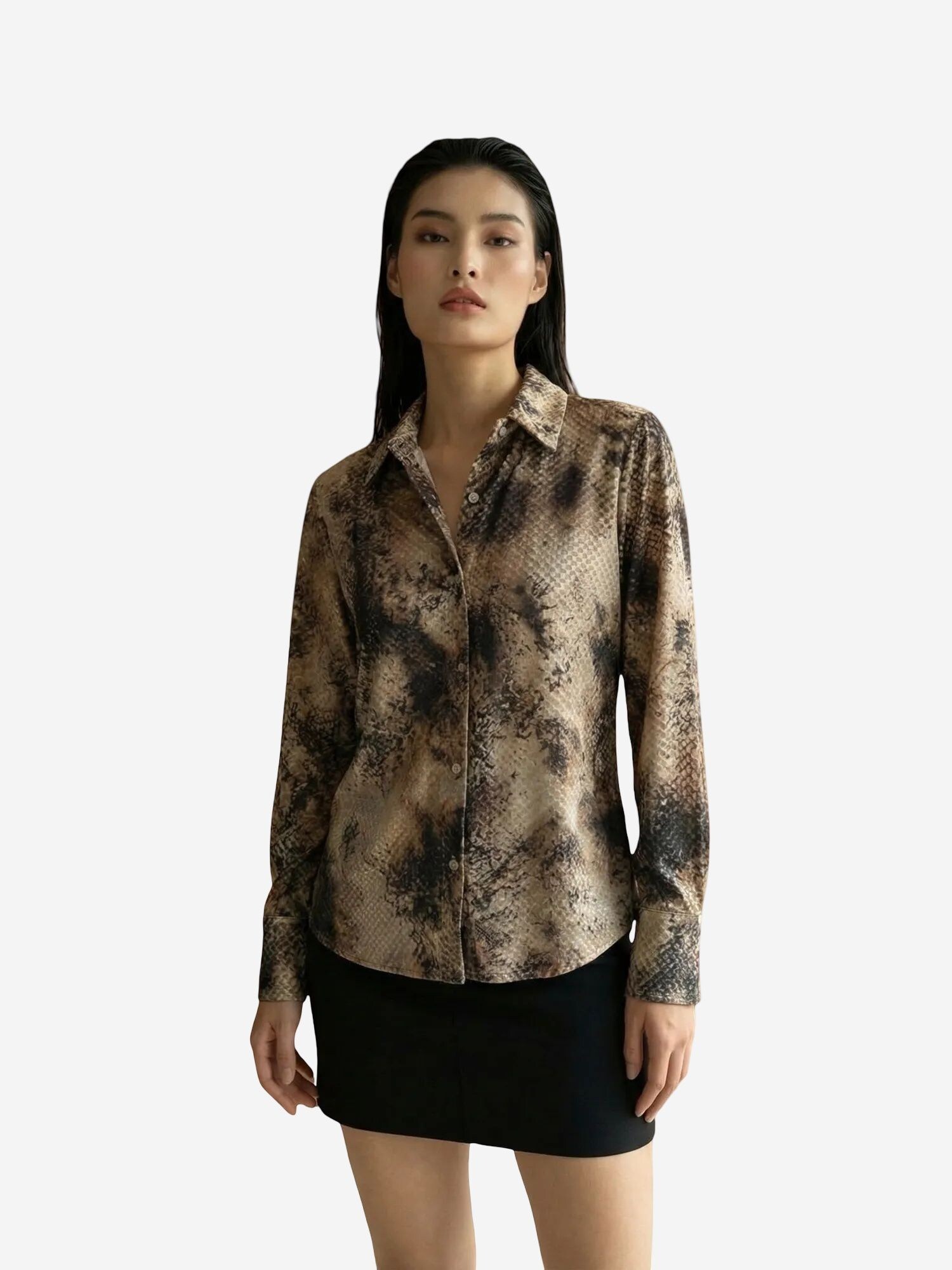 My fashion Majica bež / boja devine dlake (camel) / crna