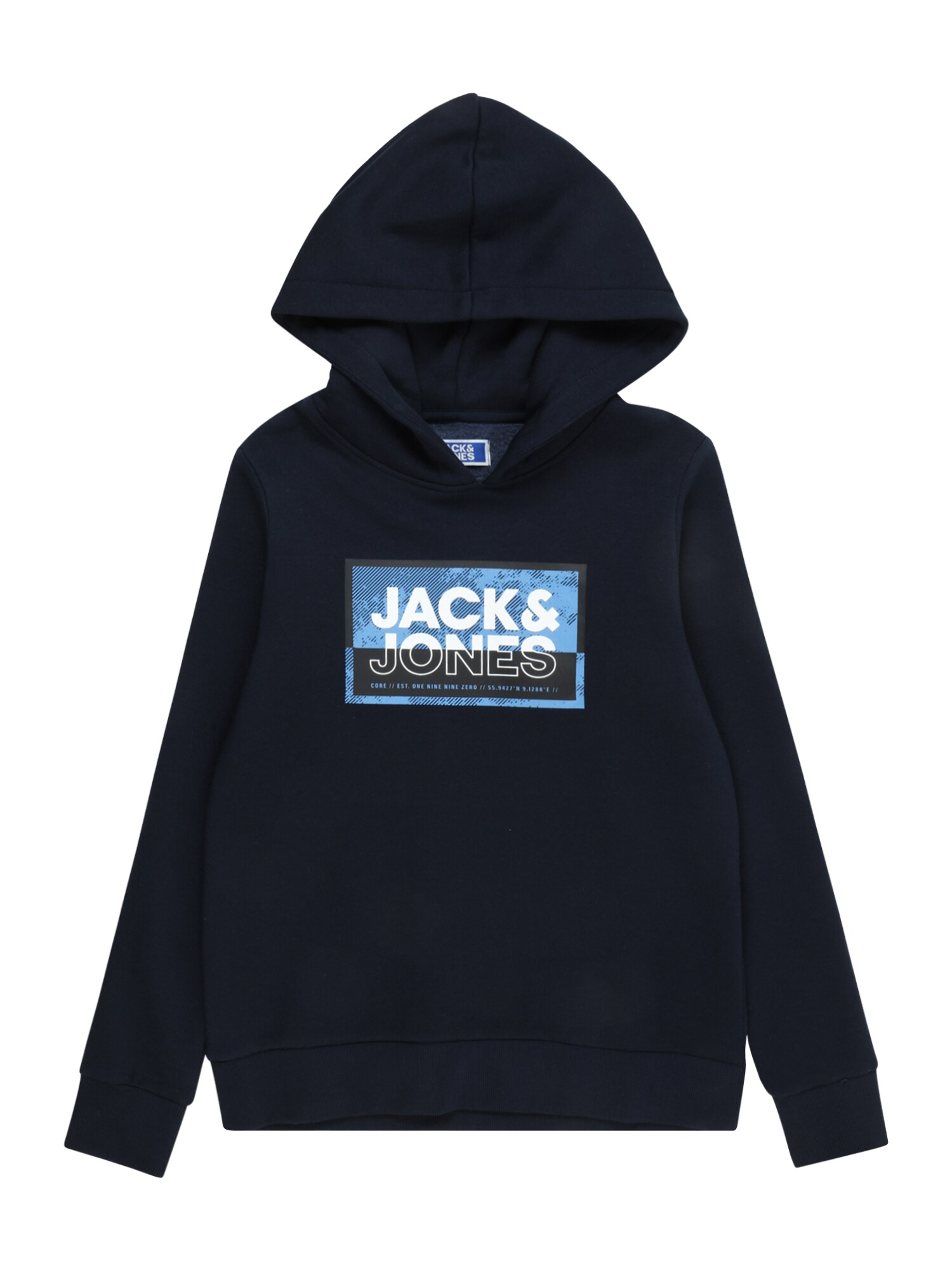 Jack & Jones Junior Mikina 'JCOLogan'  námornícka modrá / kráľovská modrá / čierna / biela