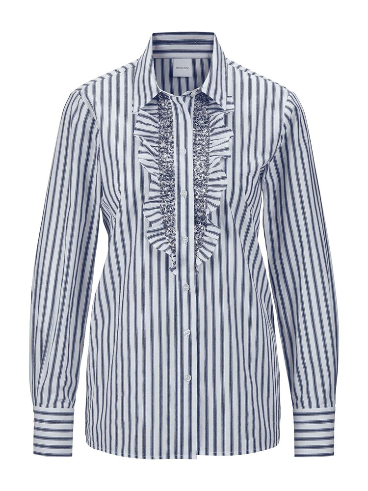 MADELEINE Bluse Damen Größe L marine / weiß