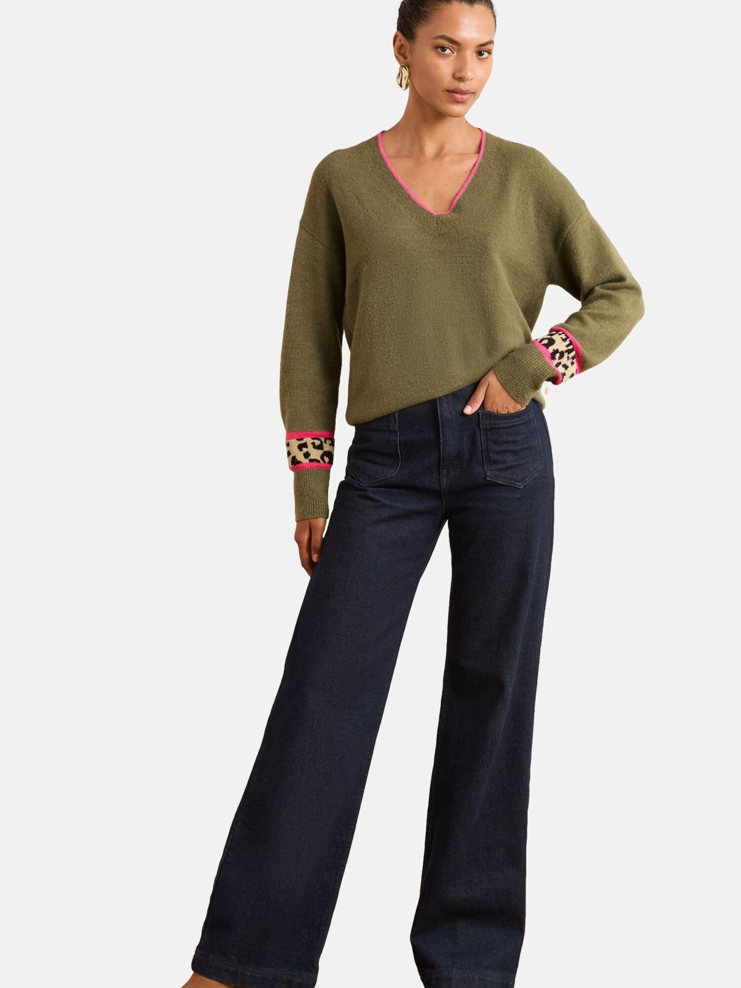 love & roses Pulover  bej / oliv / roz