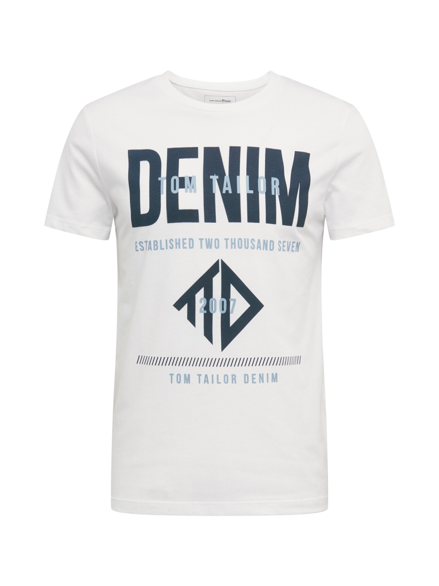 TOM TAILOR DENIM Marškinėliai  šviesiai mėlyna / balta / nakties mėlyna