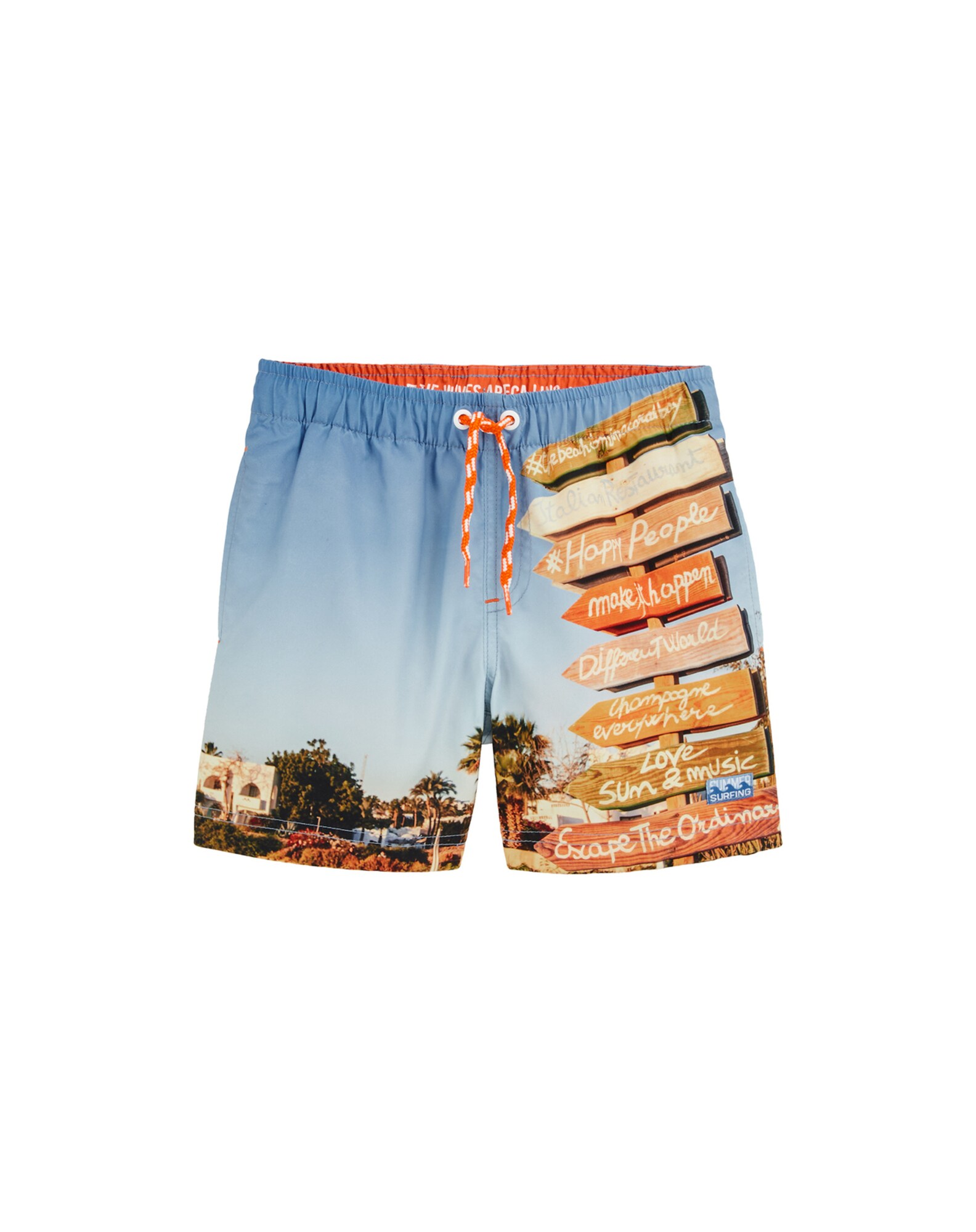 WE Fashion Plavecké šortky svetlomodrá / oranžová