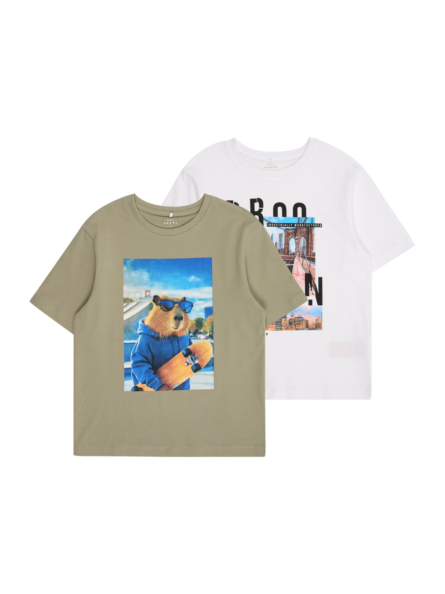 NAME IT Tricou  kaki / alb