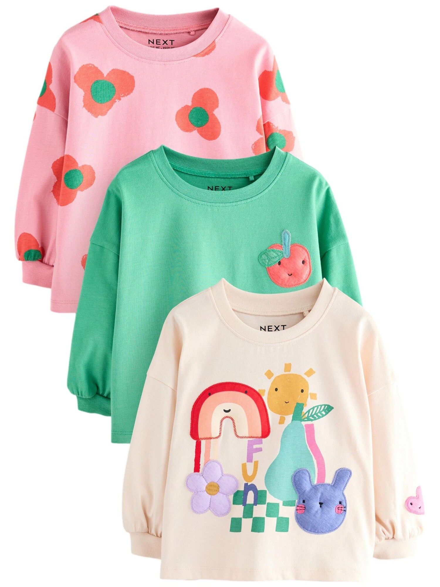 Next Tricou  galben / verde jad / roz deschis / alb