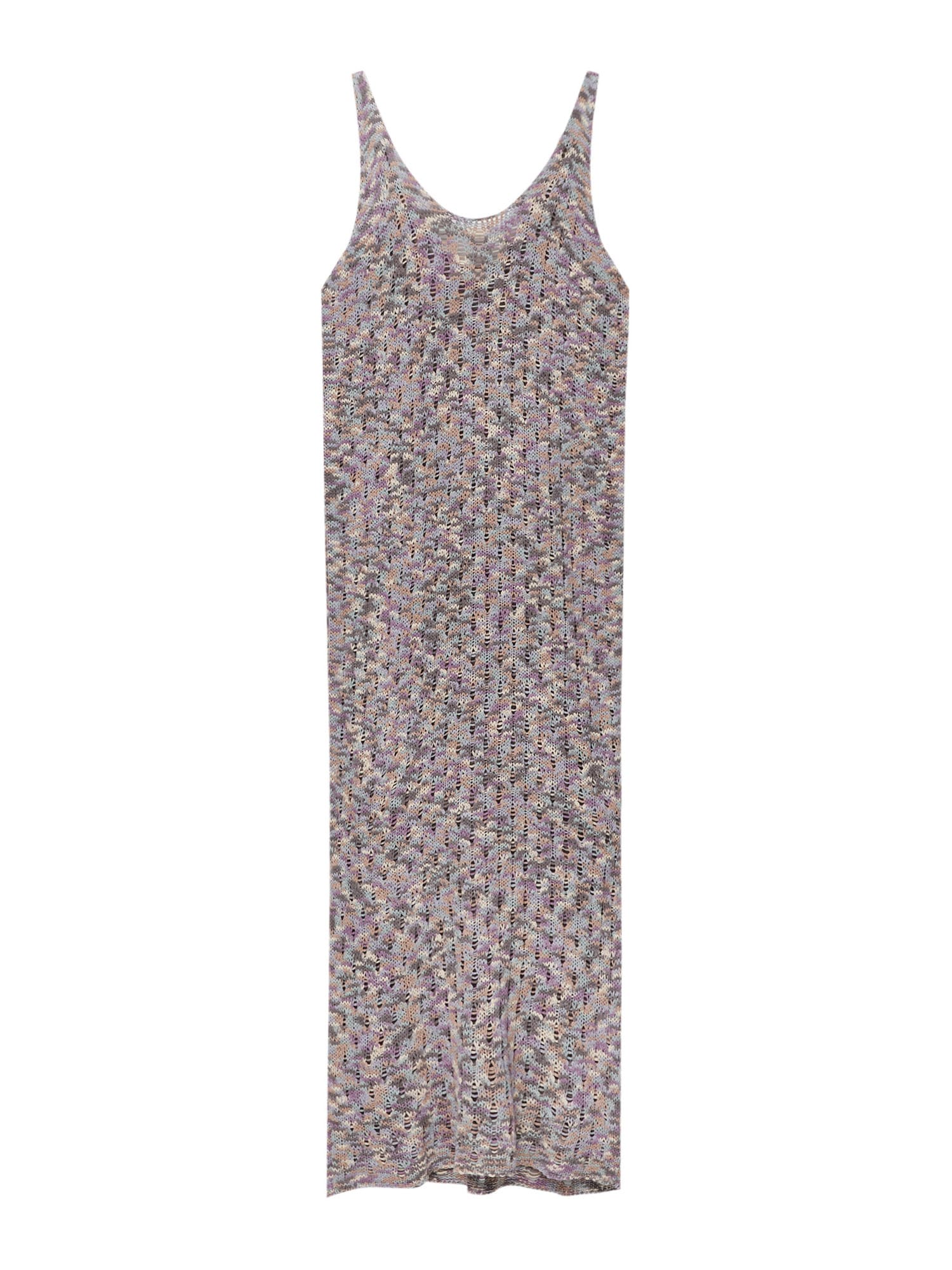 Pull&Bear Pletena haljina  boja pijeska / svijetlosmeđa / tamo siva / ljubičasta