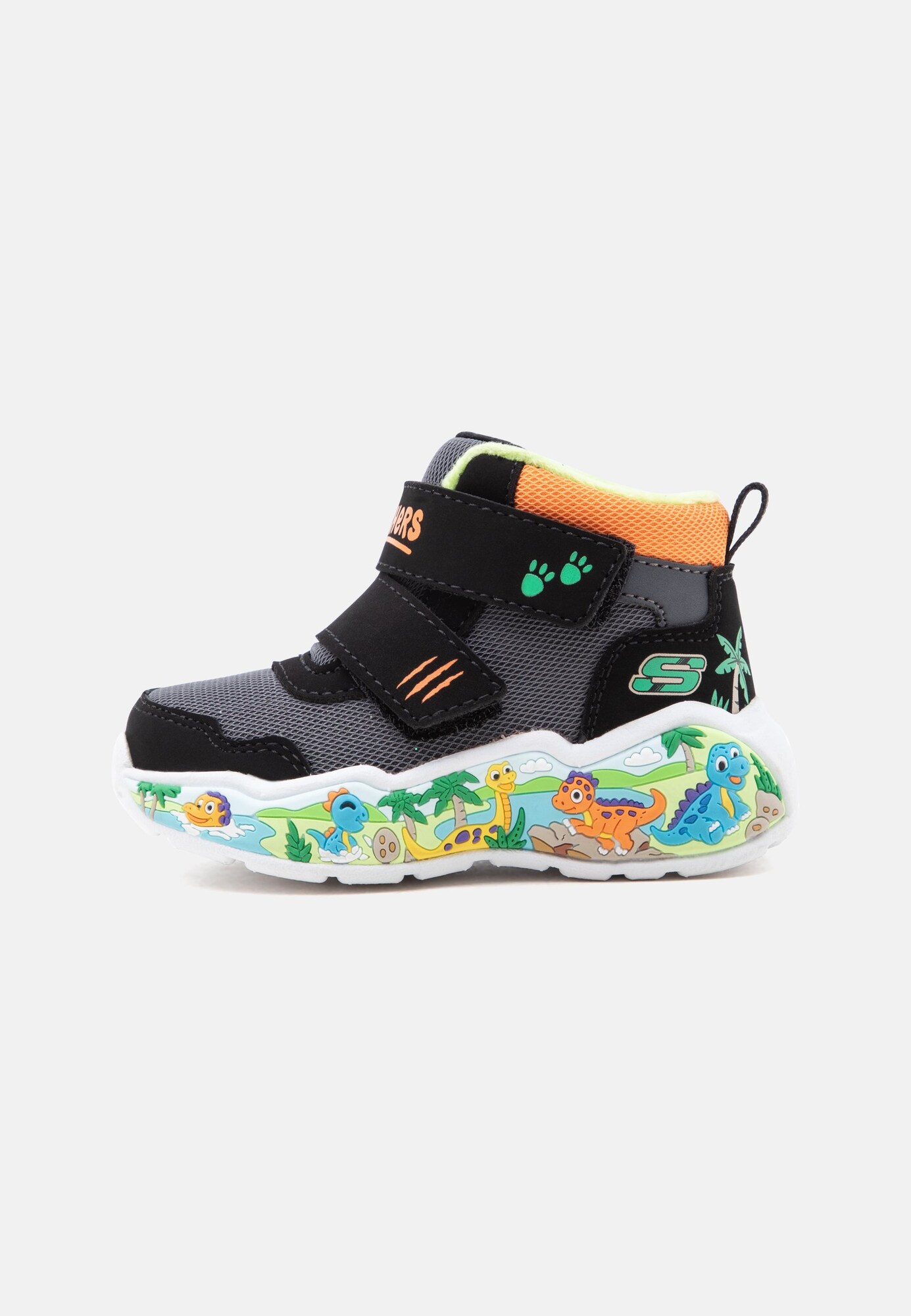 SKECHERS Cizme PLAY SCENE - FROSTY PALS gri închis / verde jad / portocaliu / negru