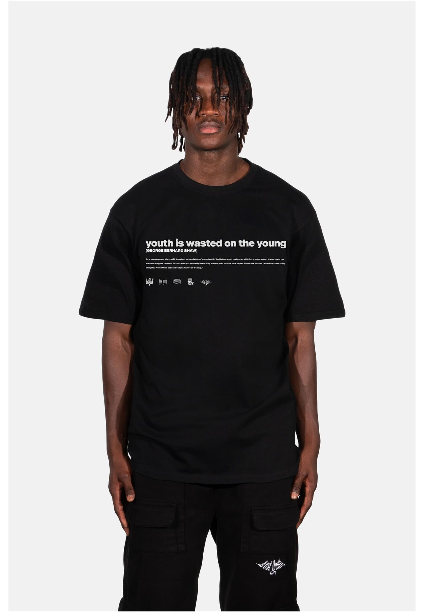 Lost Youth Marškinėliai 'Influenced' juoda / balta