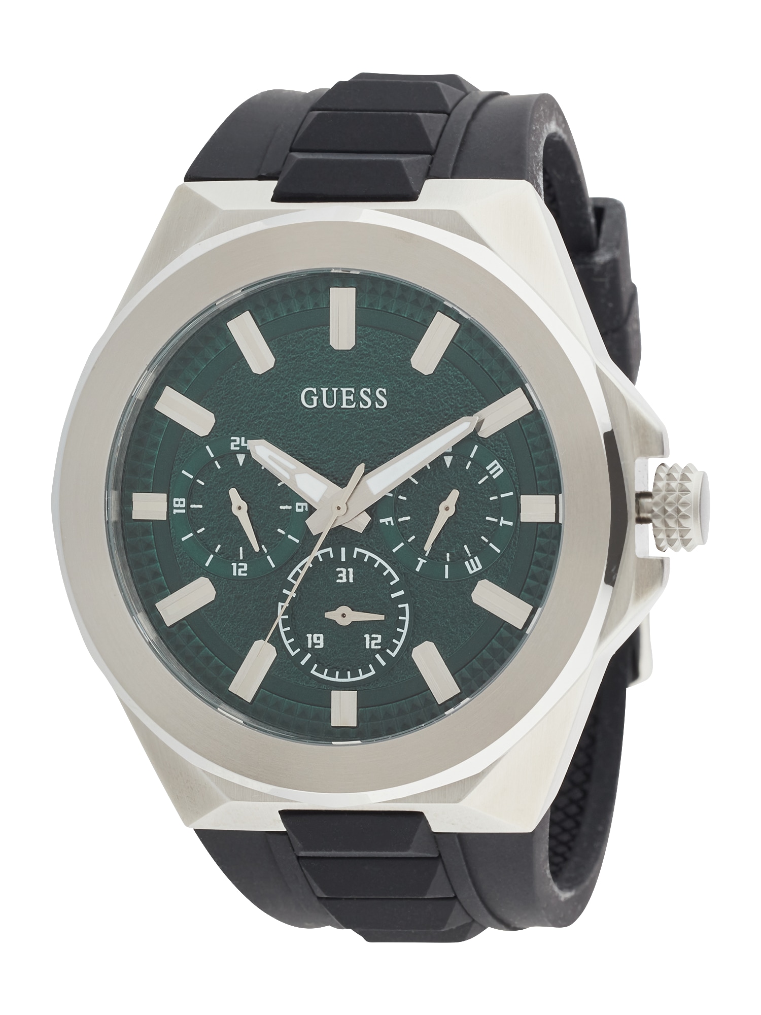 GUESS Ceas analogic  verde / negru / argintiu