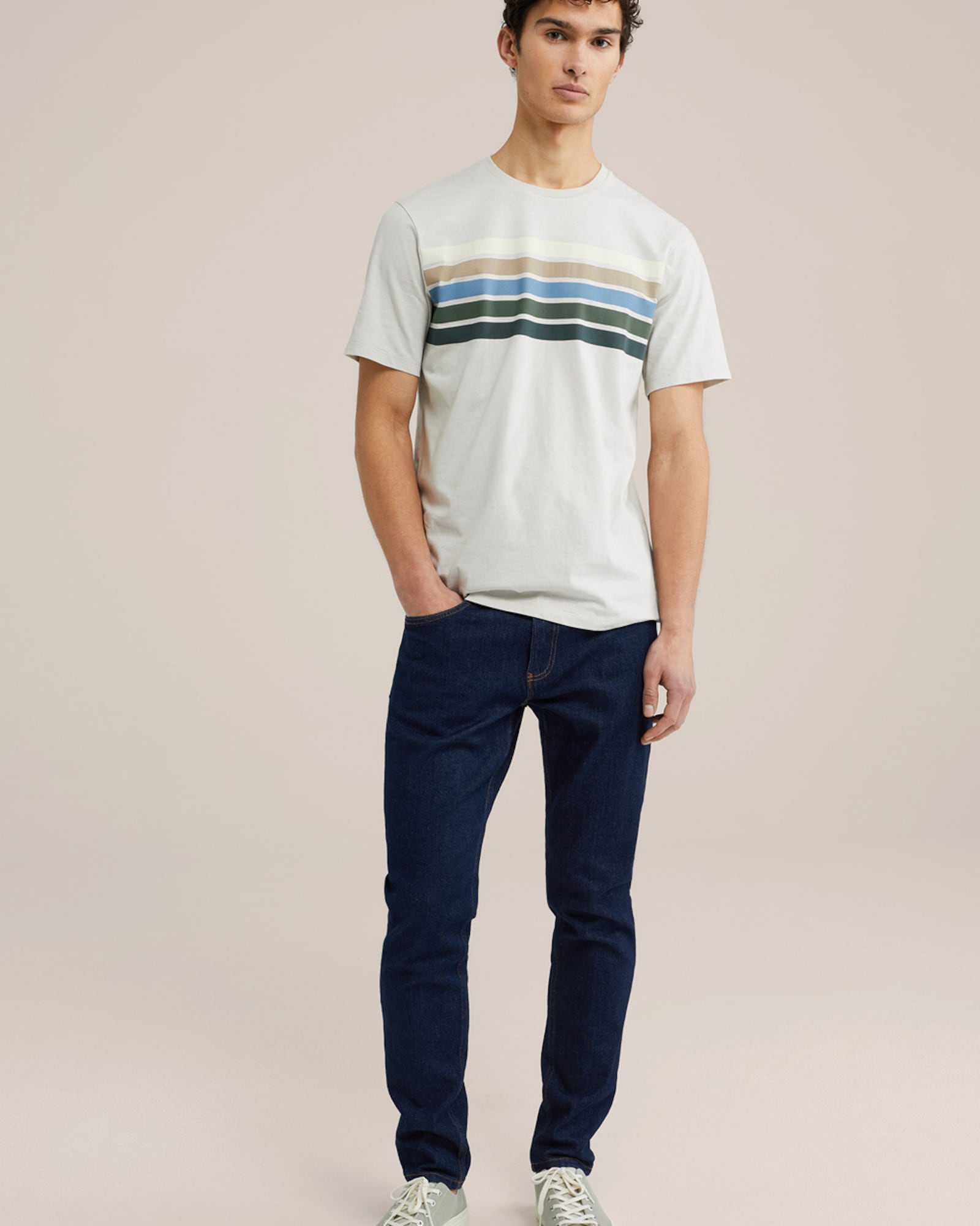 WE Fashion Tričko krémová / nebielená / modrosivá / čierna (obrázok 5)