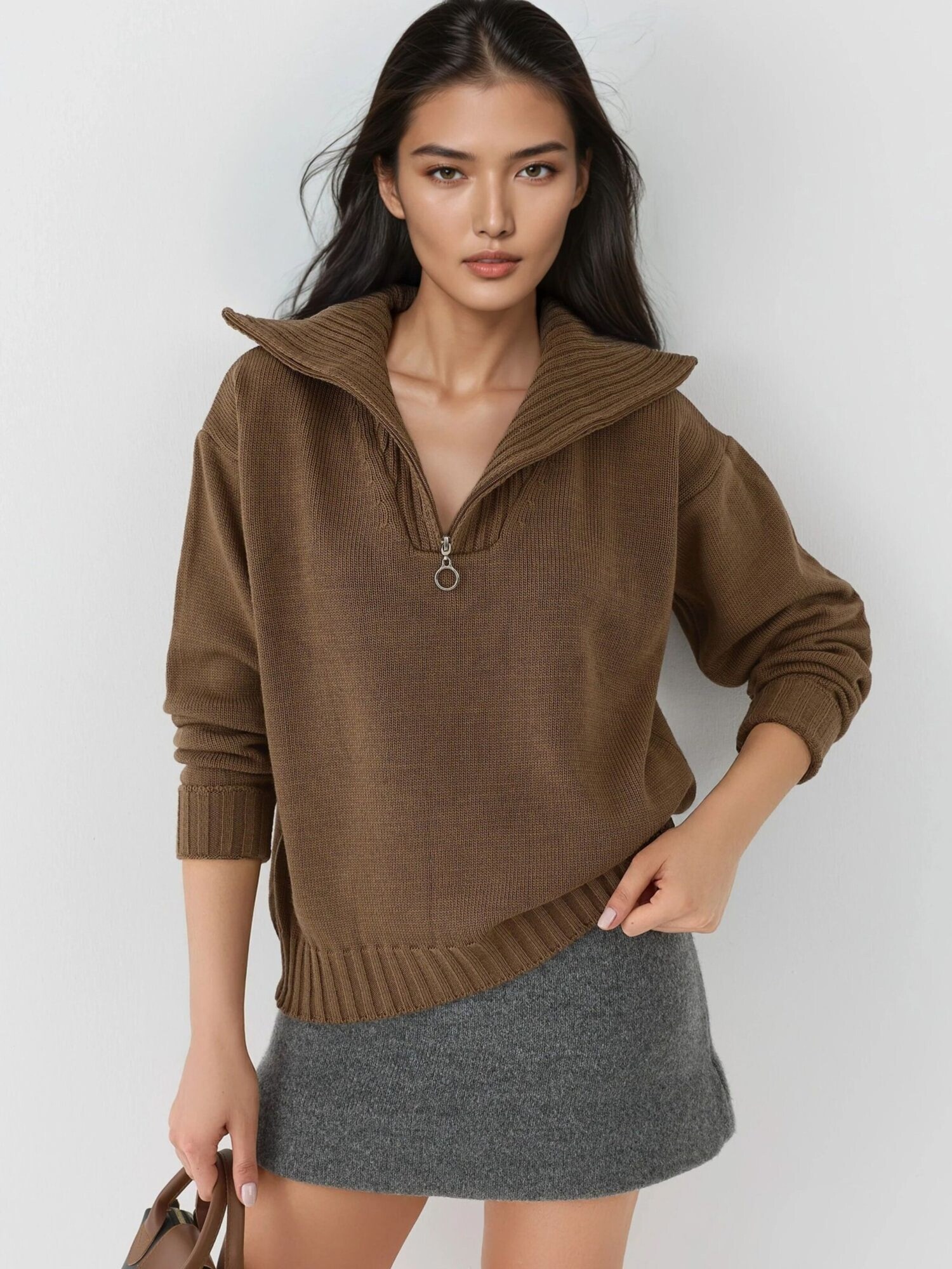 My fashion Pulover 'Pullover' moka smeđa