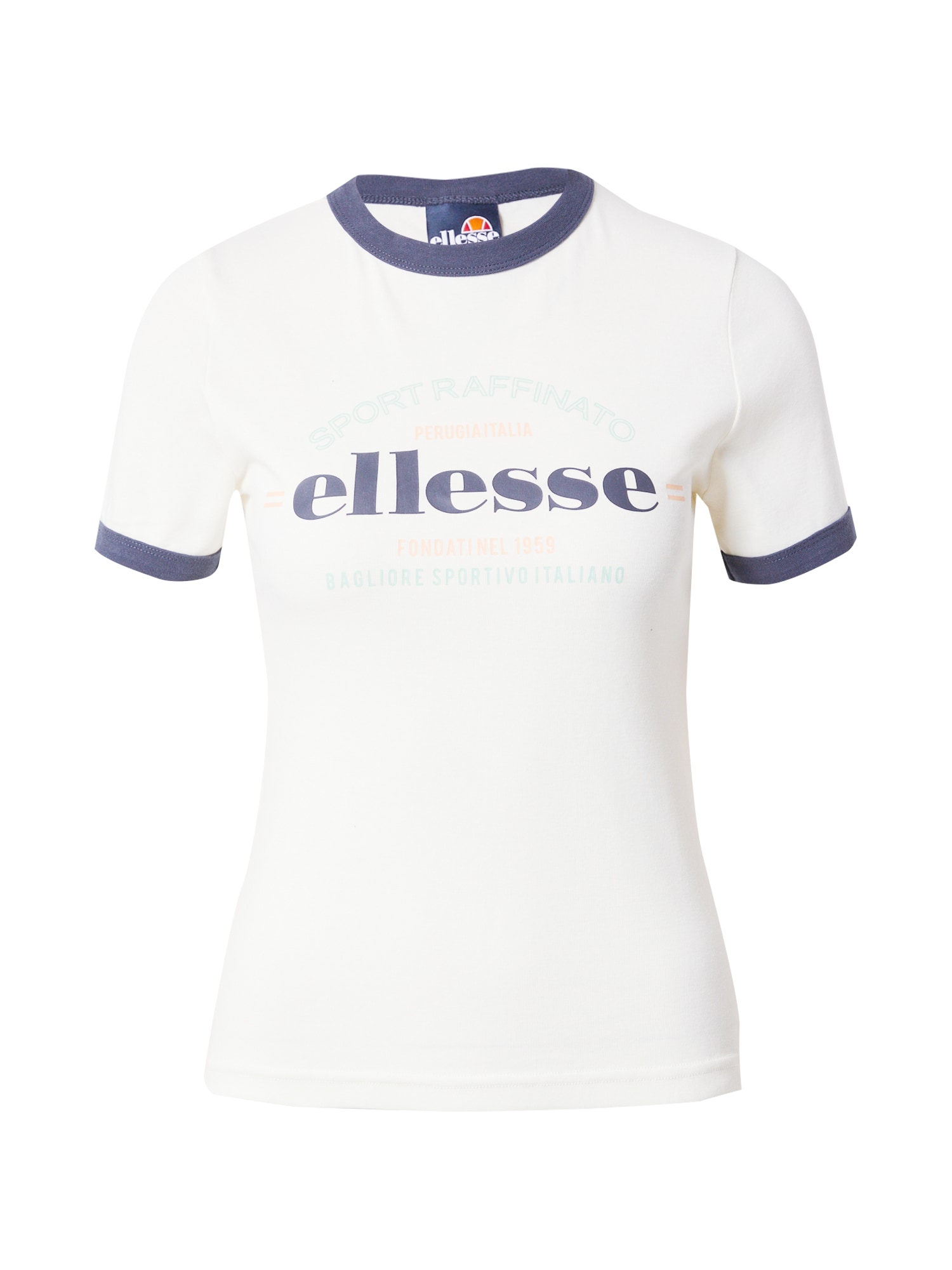 ELLESSE Тениска 'Telani'  нейви синьо / мента / пастелно оранжево / мръсно бяло