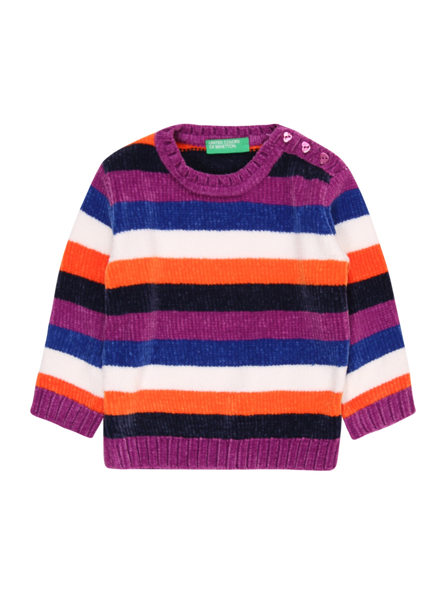 UNITED COLORS OF BENETTON Megztinis  tamsiai mėlyna jūros spalva / purpurinė / oranžinė / balta / juoda
