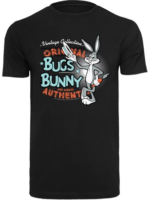 F4NT4STIC Shirt ‘Looney Tunes Vintage Bugs Bunny -BLK’ Lichtblauw / Oranje / Zwart