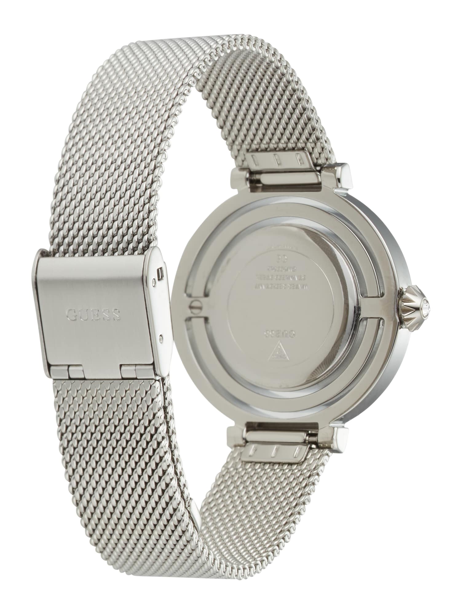 GUESS Analoginis (įprasto dizaino) laikrodis juoda / sidabrinė / balta