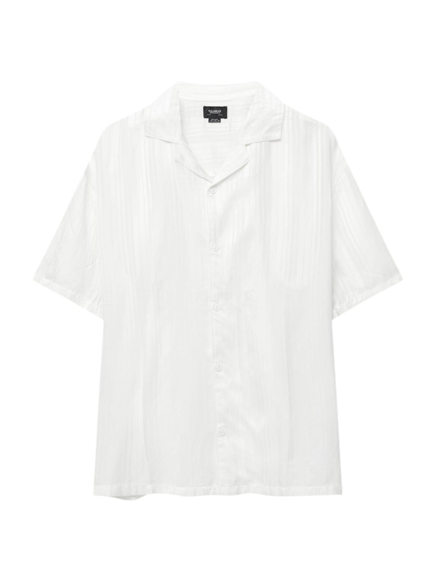 Pull&Bear Риза  сиво / бяло
