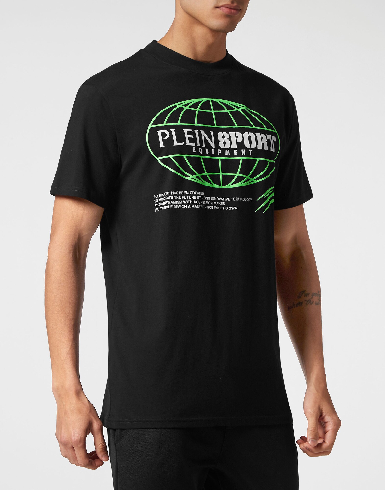 Plein Sport Camiseta 'Global Express Edition' verde neón / negro / blanco – imagen 2
