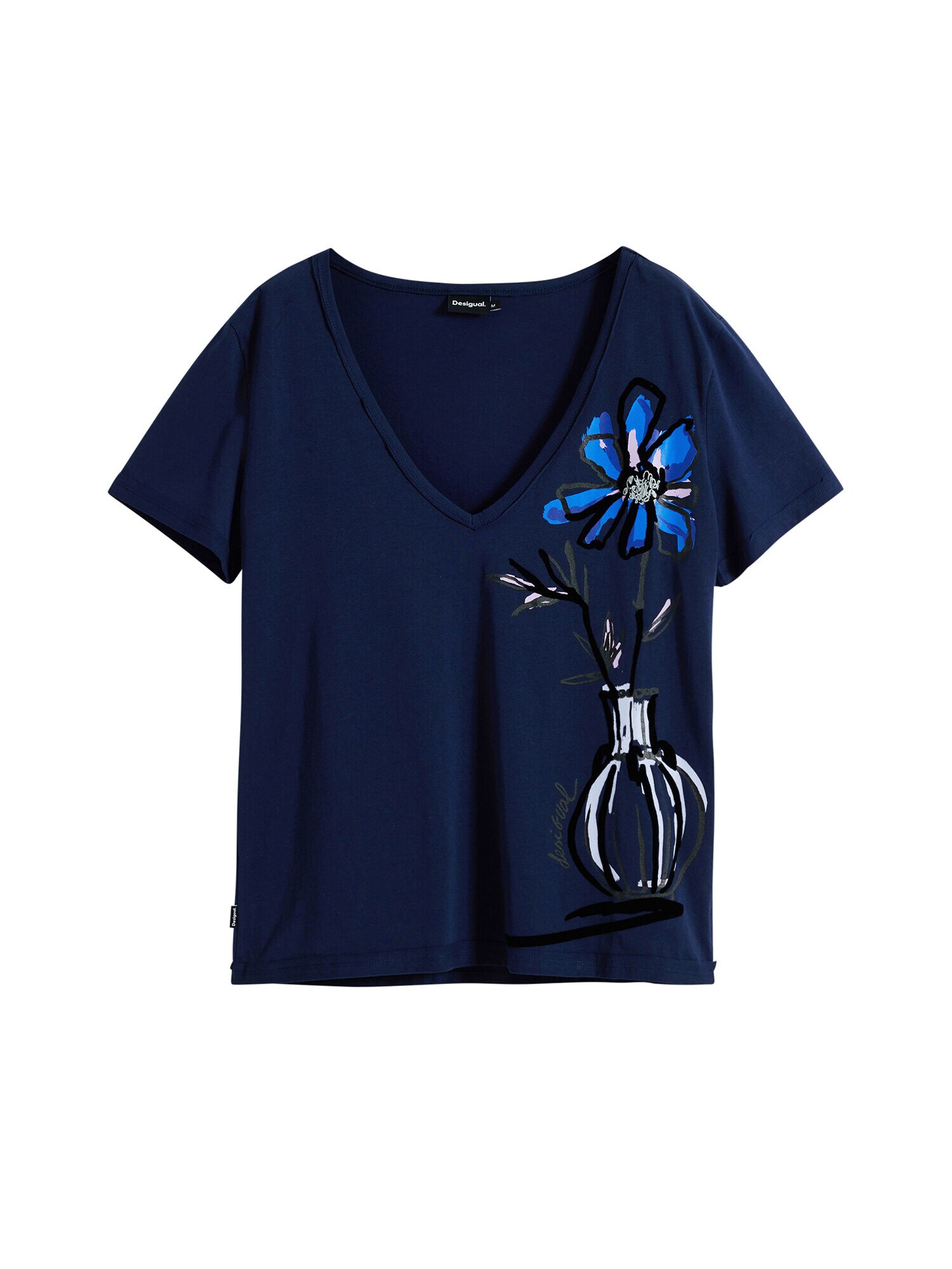 Desigual Tricou  bleumarin / negru / alb