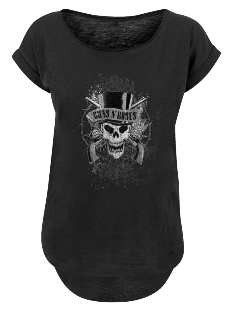F4NT4STIC T-Shirt 'Guns 'N' Roses Skull and Pistols' Damen Größe XS grau / schwarz