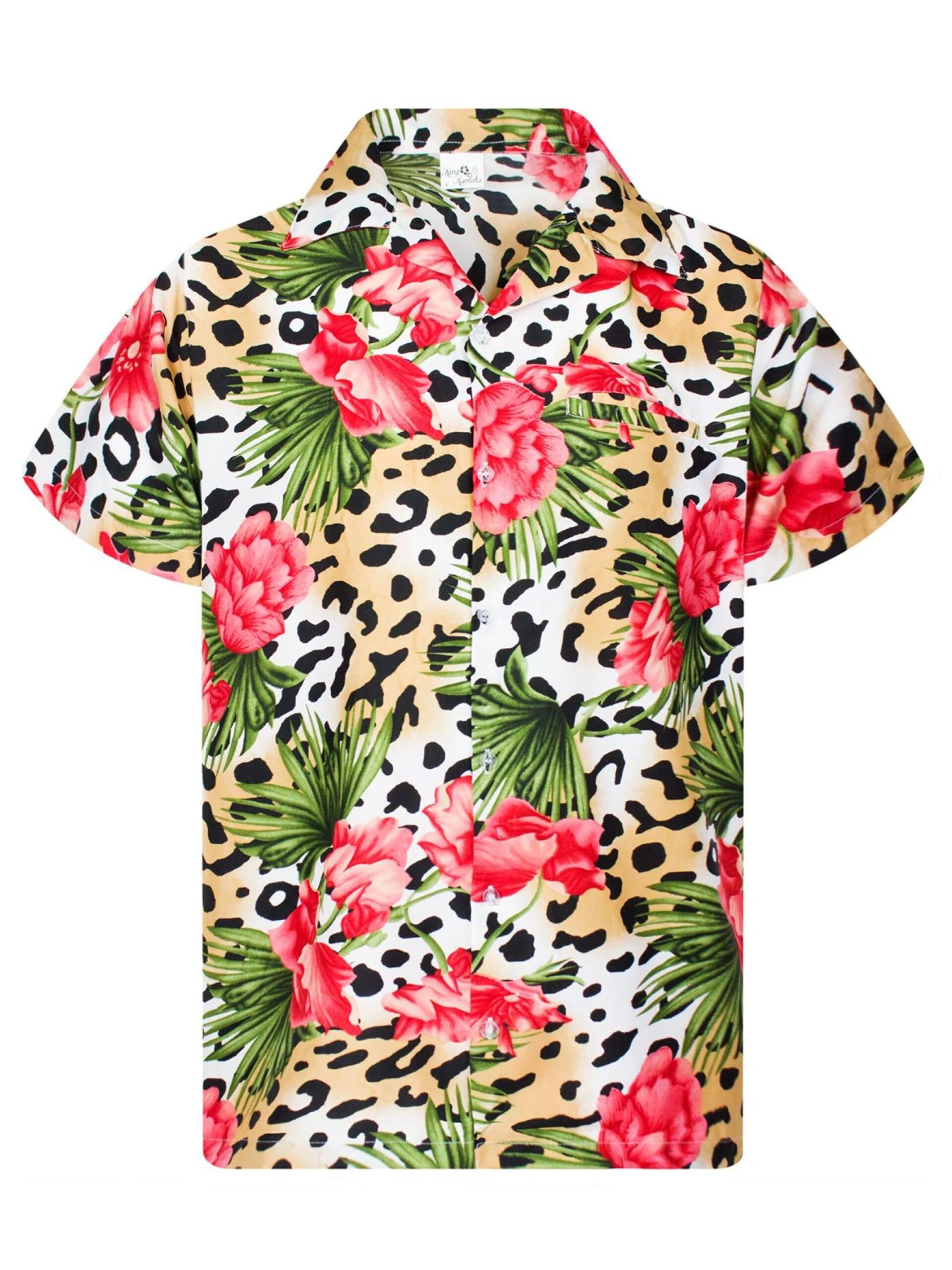King Kameha T-shirt 'Leopard Flowers' herr