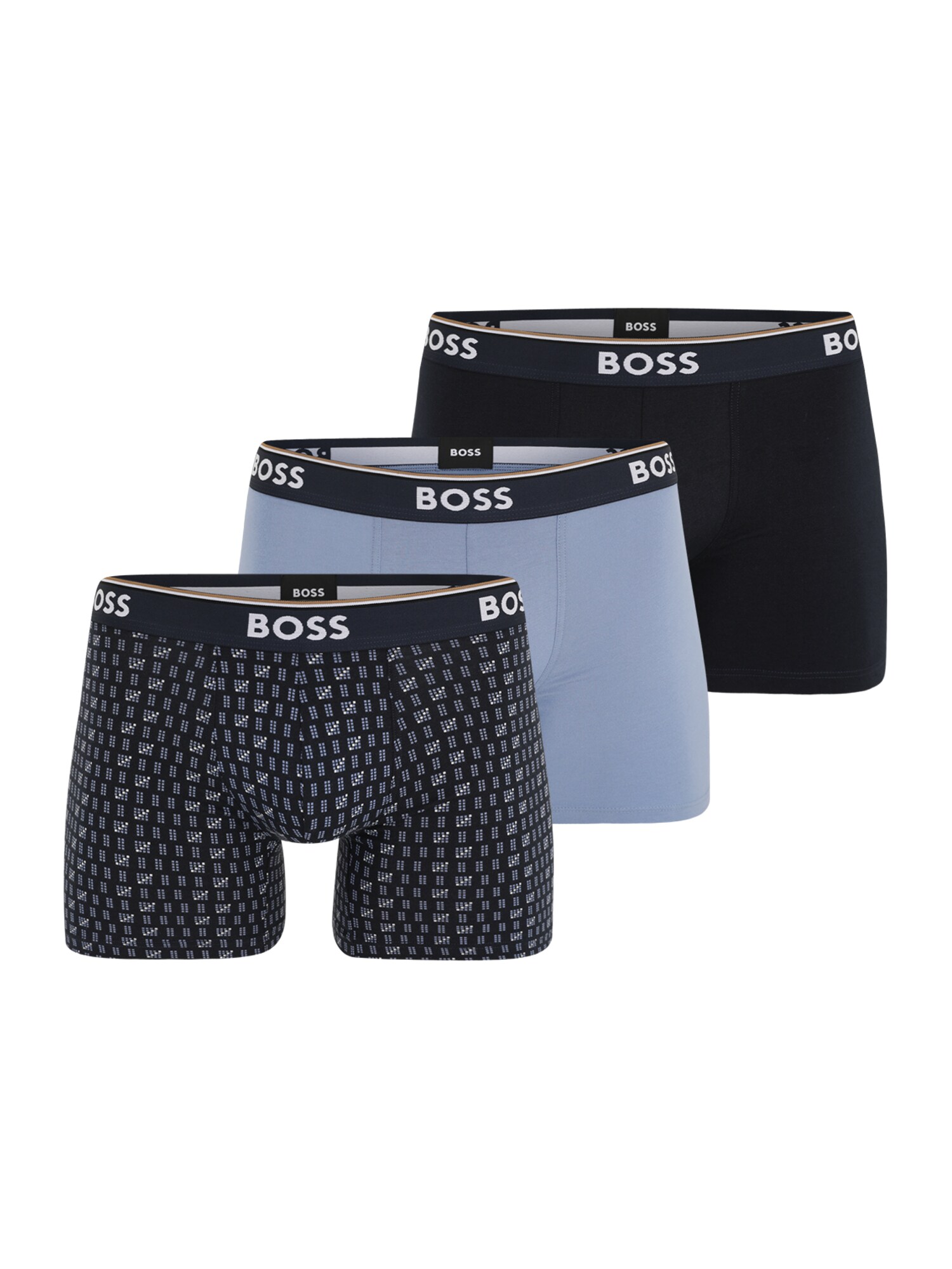 BOSS Boxeri Power Des  albastru marin / albastru deschis / maro / alb