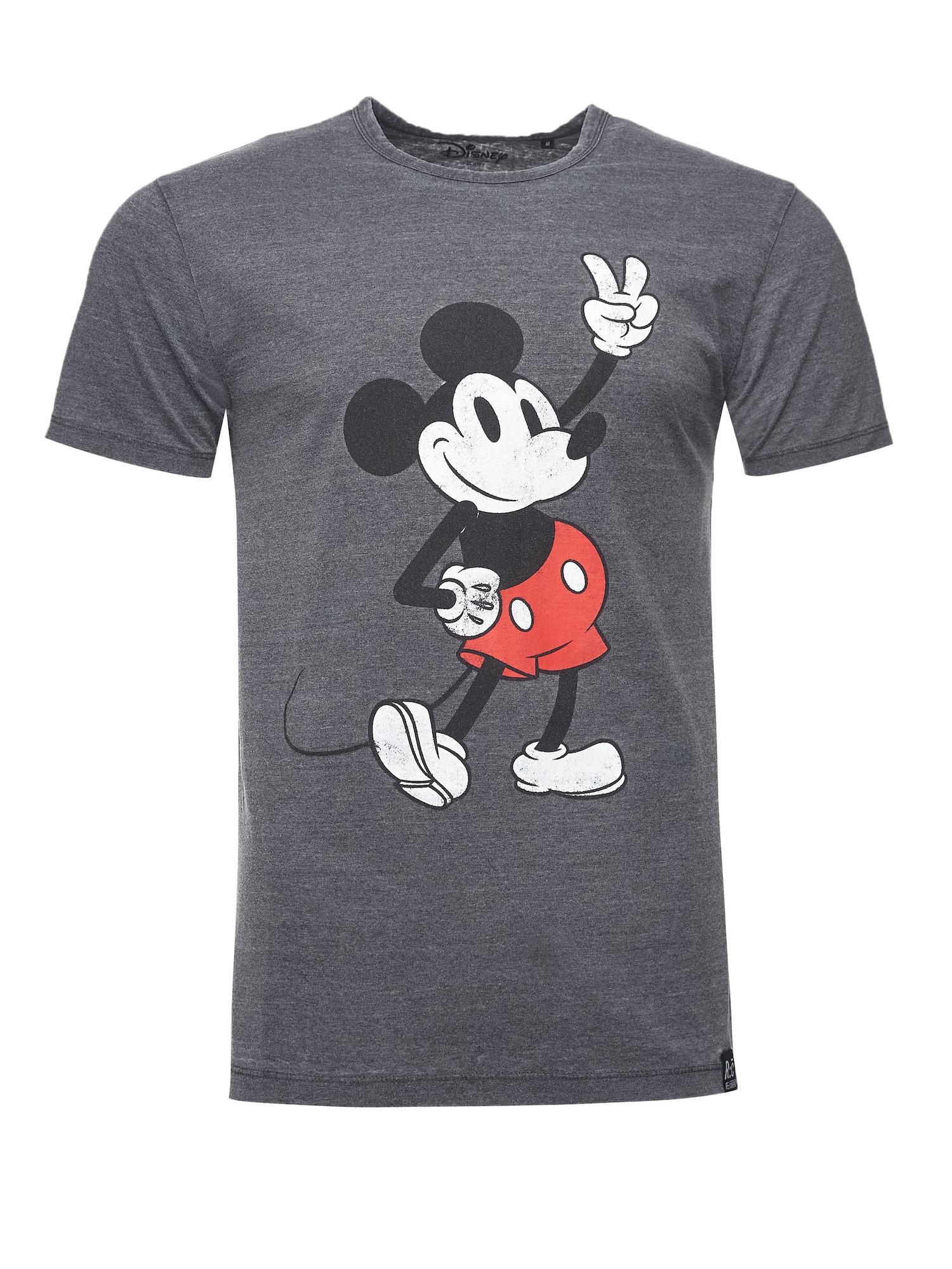 Recovered T-Krekls 'Disney Mickey Peace Pose' tumši pelēks / sarkans / melns / balts