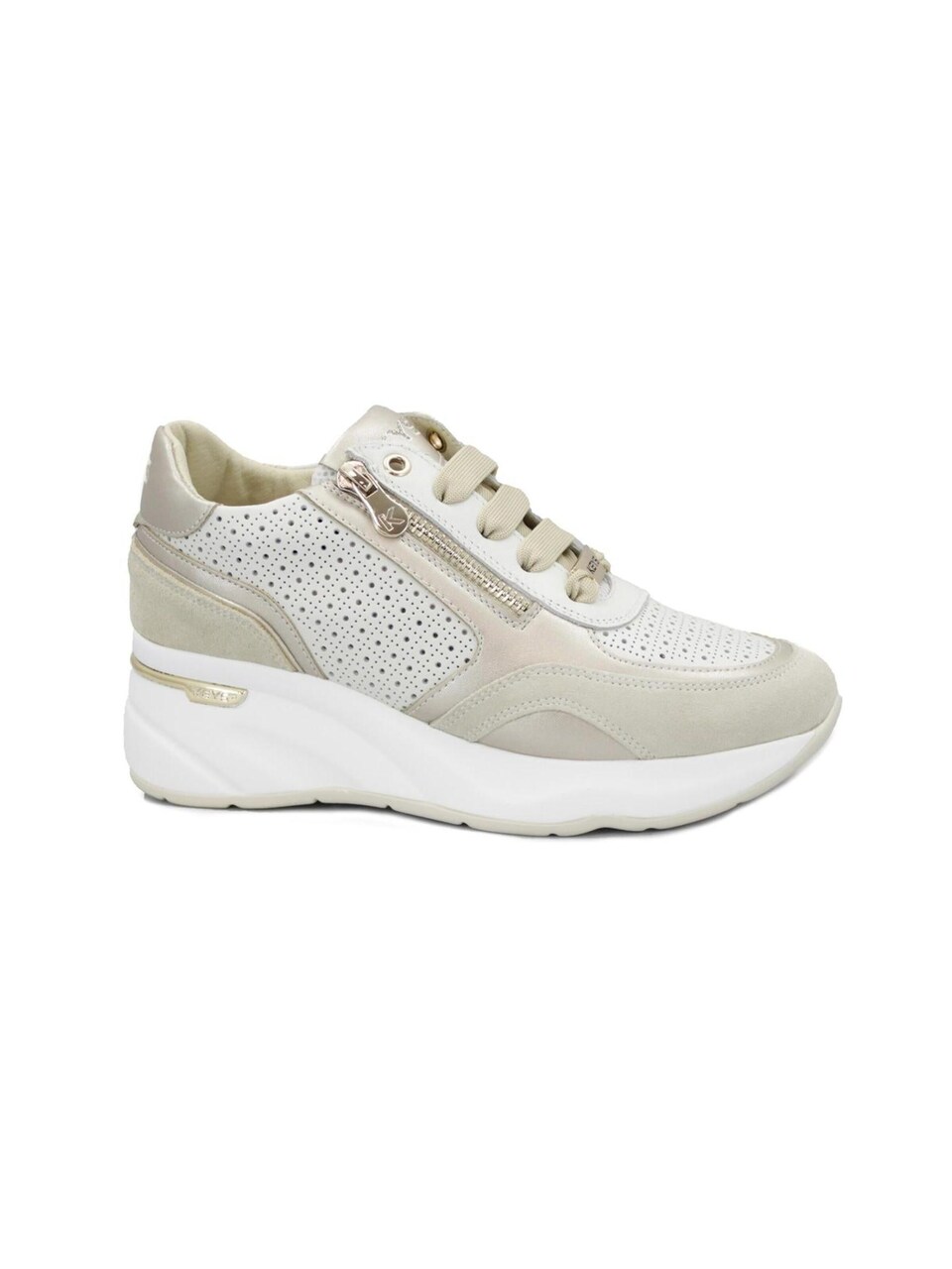 Låg sneaker 'KEYS 11903 beige platino scarpe sneakers donna lacci zeppa zip'