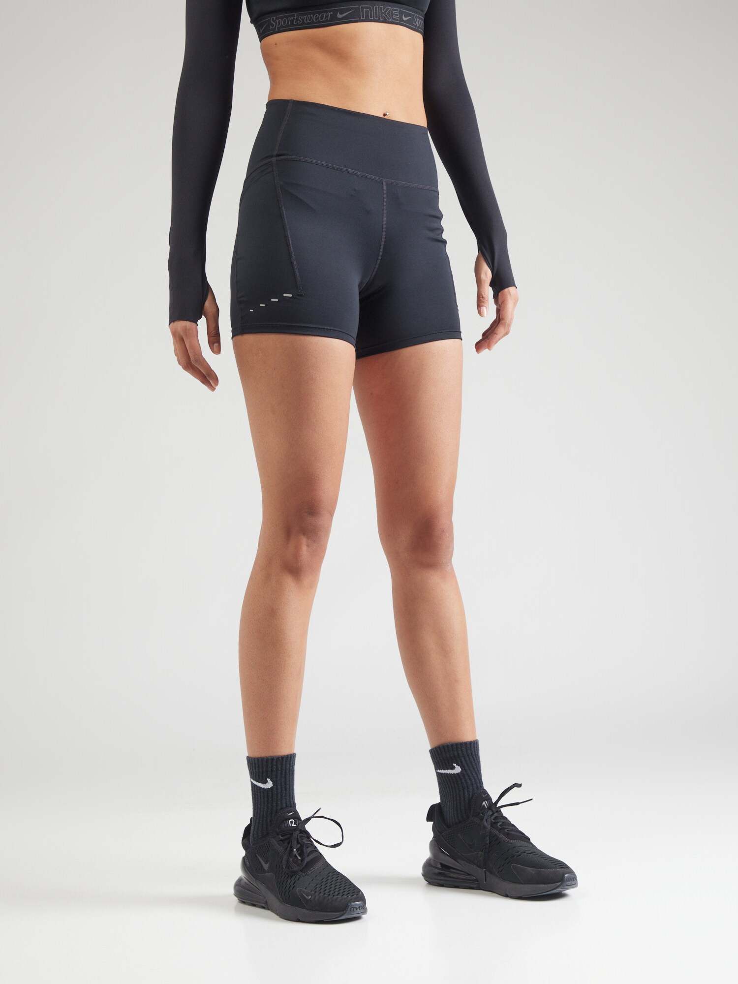 NIKE Sportnadrágok 'Swift'  világosszürke / fekete / fehér termék 2. képe