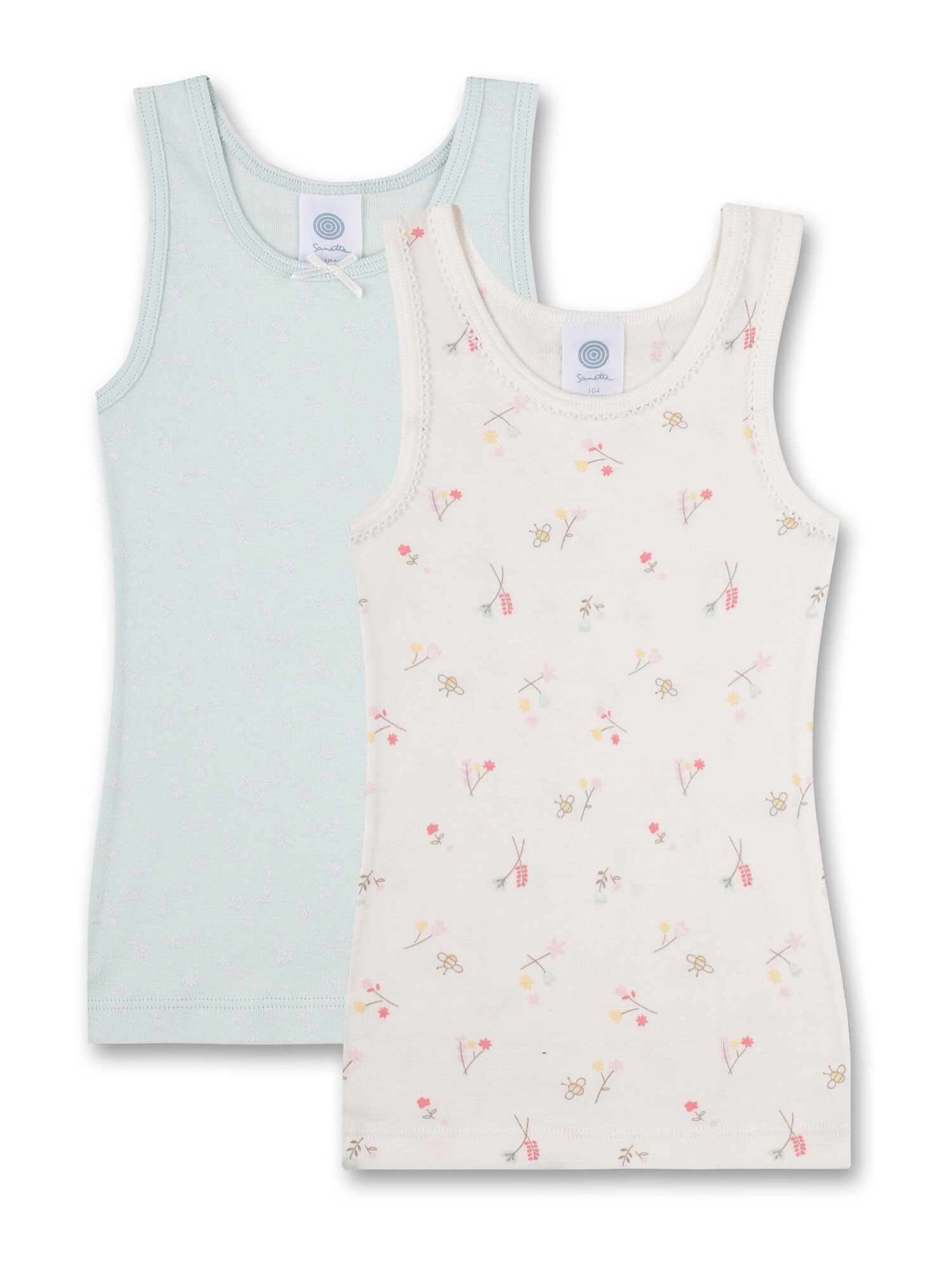 SANETTA Apatiniai marškinėliai pastelinė mėlyna / rožinė / rožių spalva / balta
