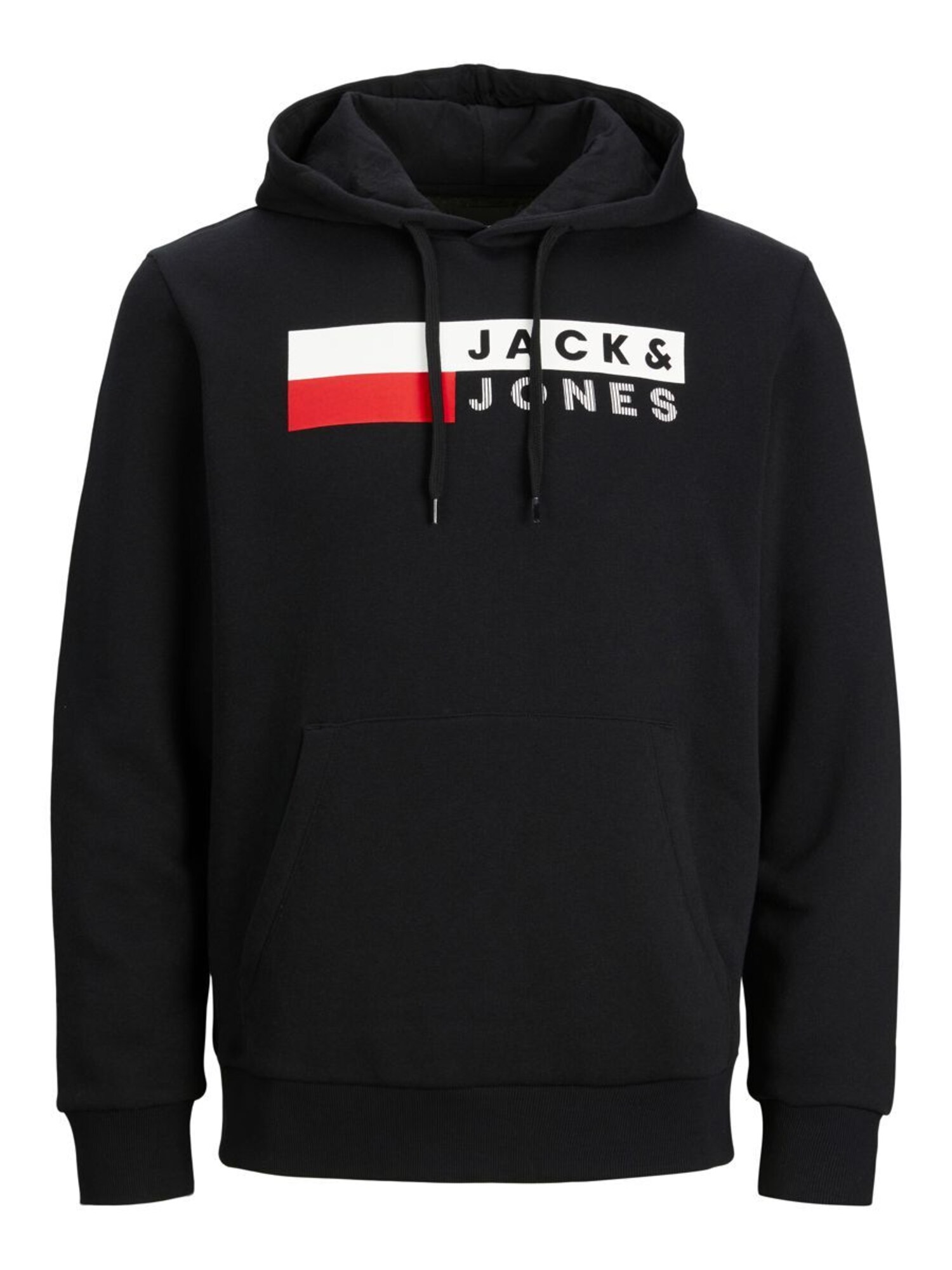 Jack & Jones Plus Mikina 'JJEcorp'  červená / čierna / biela