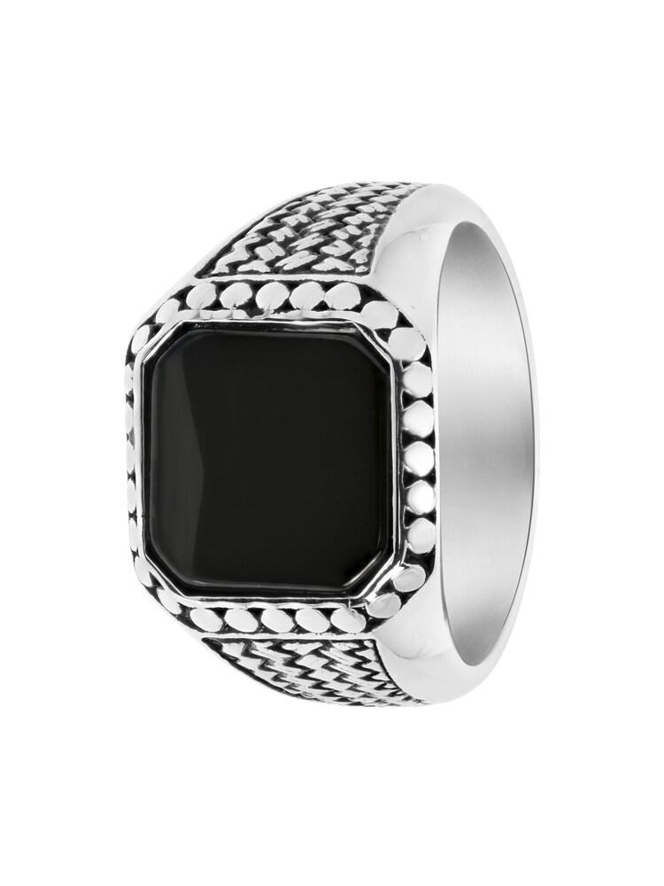 Lucardi Ring Herren Größe 60 schwarz / silber
