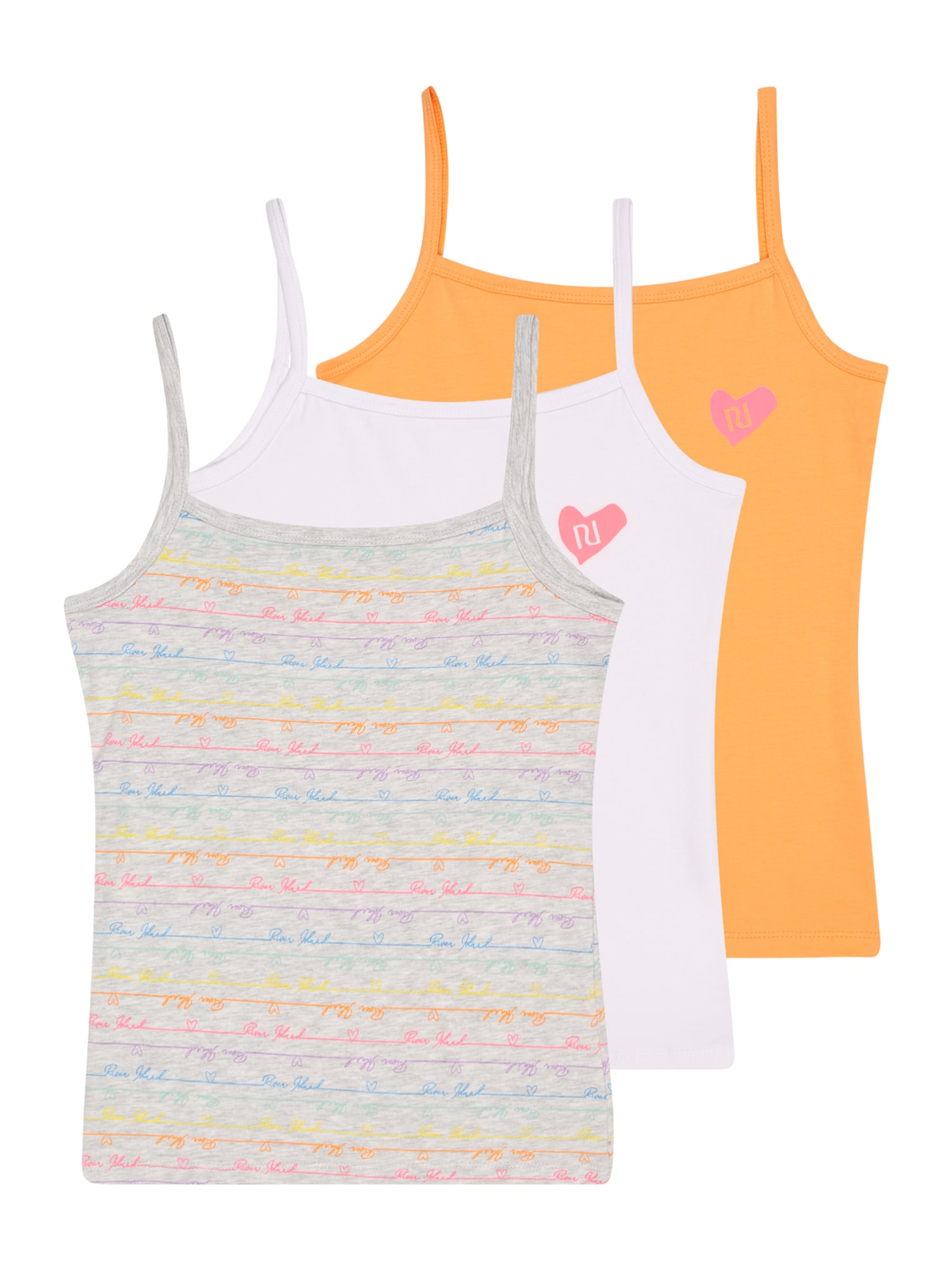 River Island Apatiniai marškinėliai rožinė / oranžinė / balta / margai pilka