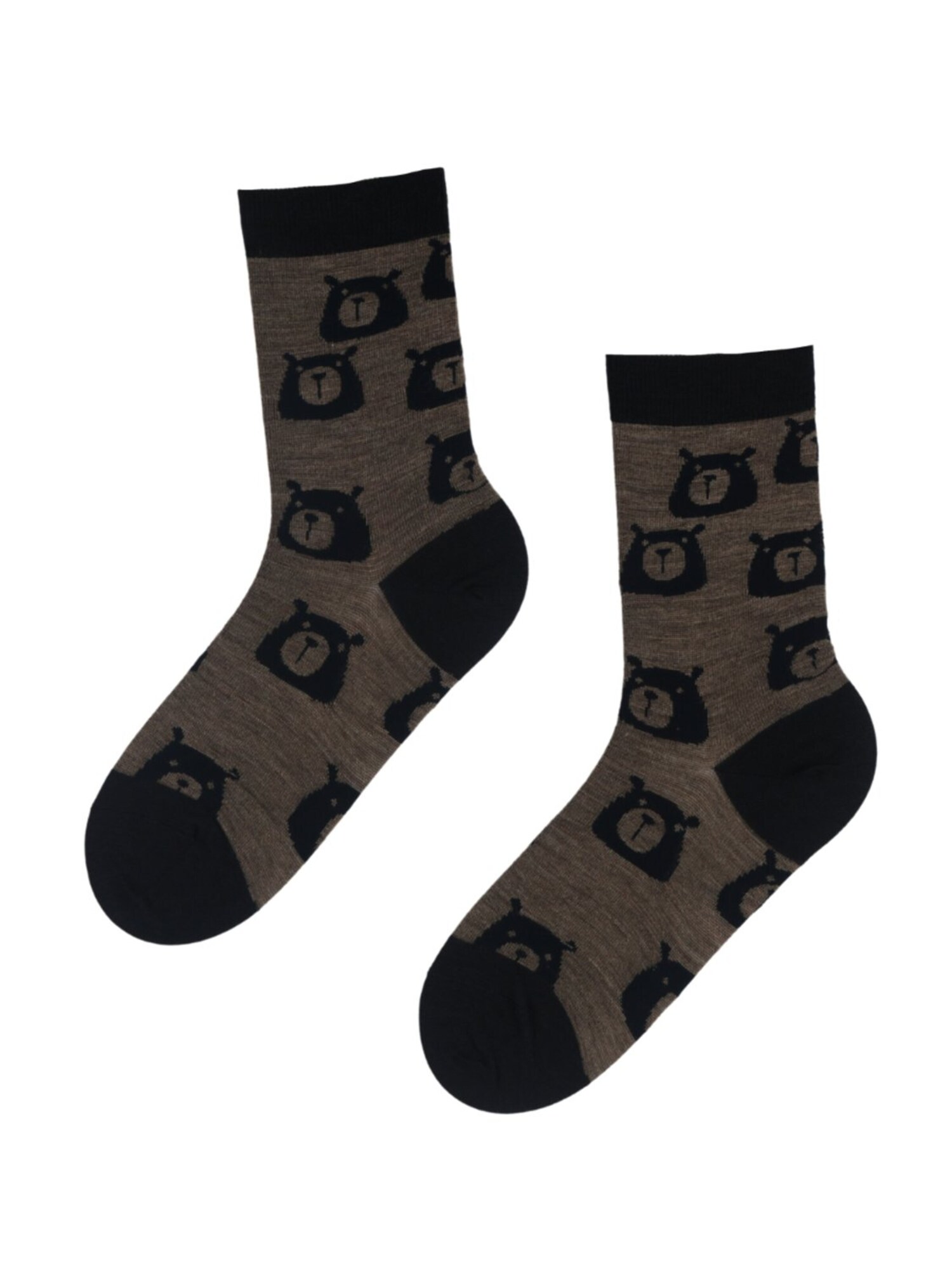 Sokisahtel Čarape 'BEAR WOOL merino wool socks with bears' tamno smeđa
