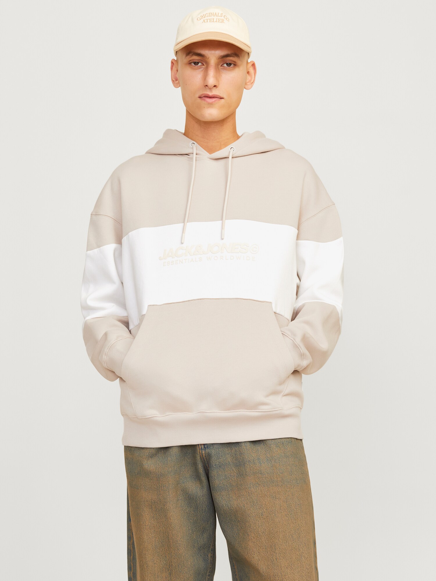 JACK & JONES Tréning póló 'JJELegacy'  homok / fehér termék 2. képe