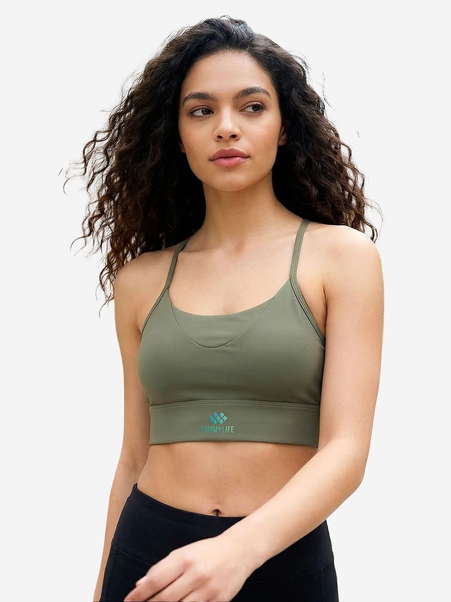 Tommy Life Grudnjak 'TOMMY Damen-Figurbetontes Crop-Active-Top' kaki
