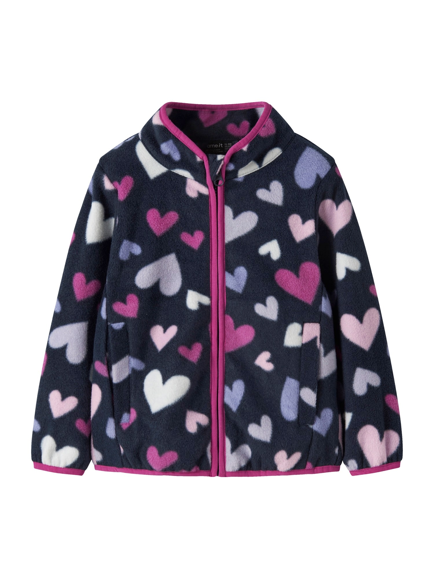 NAME IT Jachetă  fleece NMFMeeko bleumarin / roz / roz / alb