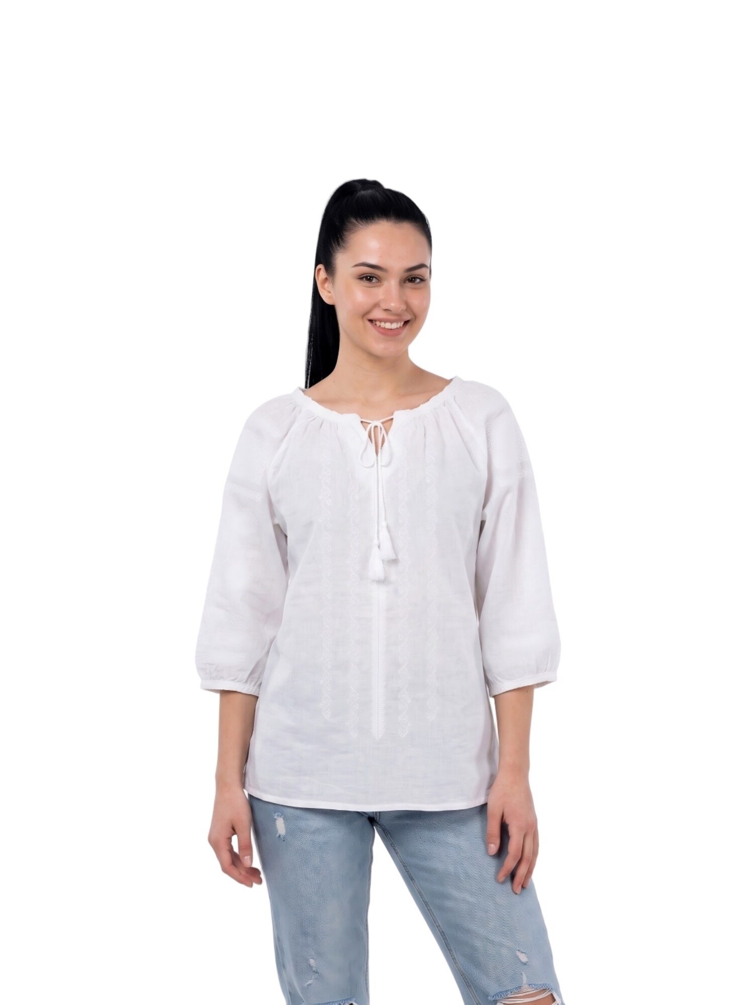 Rody’s forever Blusa tradicional 'Damenbluse AU26, optisch weiß , marimea L' blanco