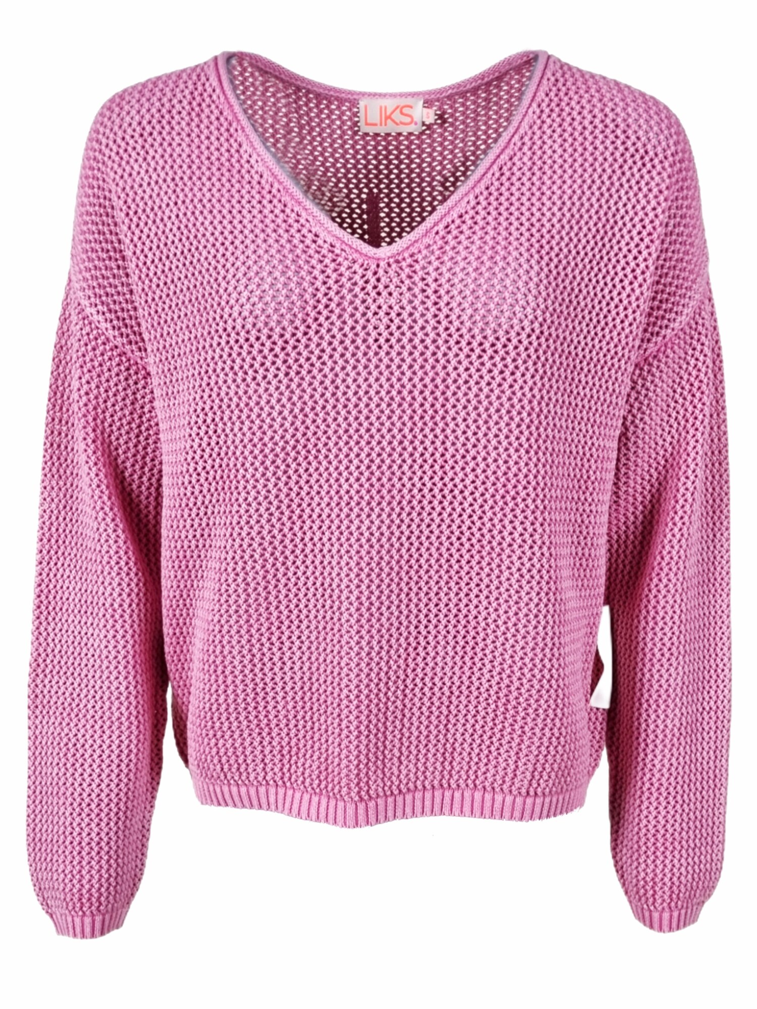 LIKS. Munich Jersey 'Strickpullover aus Baumwolle mit Lochmuster - Alina' rosa