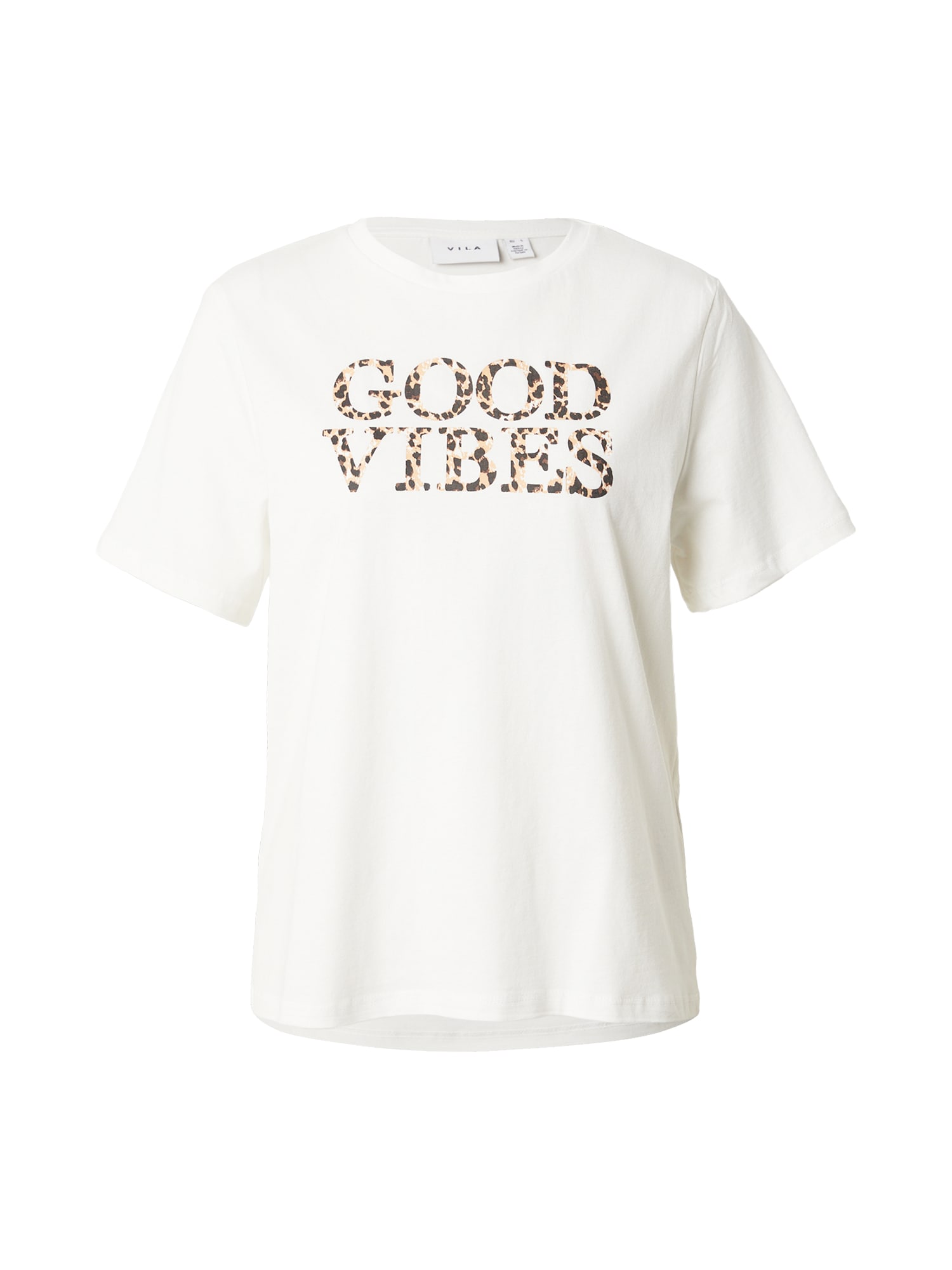 VILA Tricou VIJOYCE bej / maro / negru / alb
