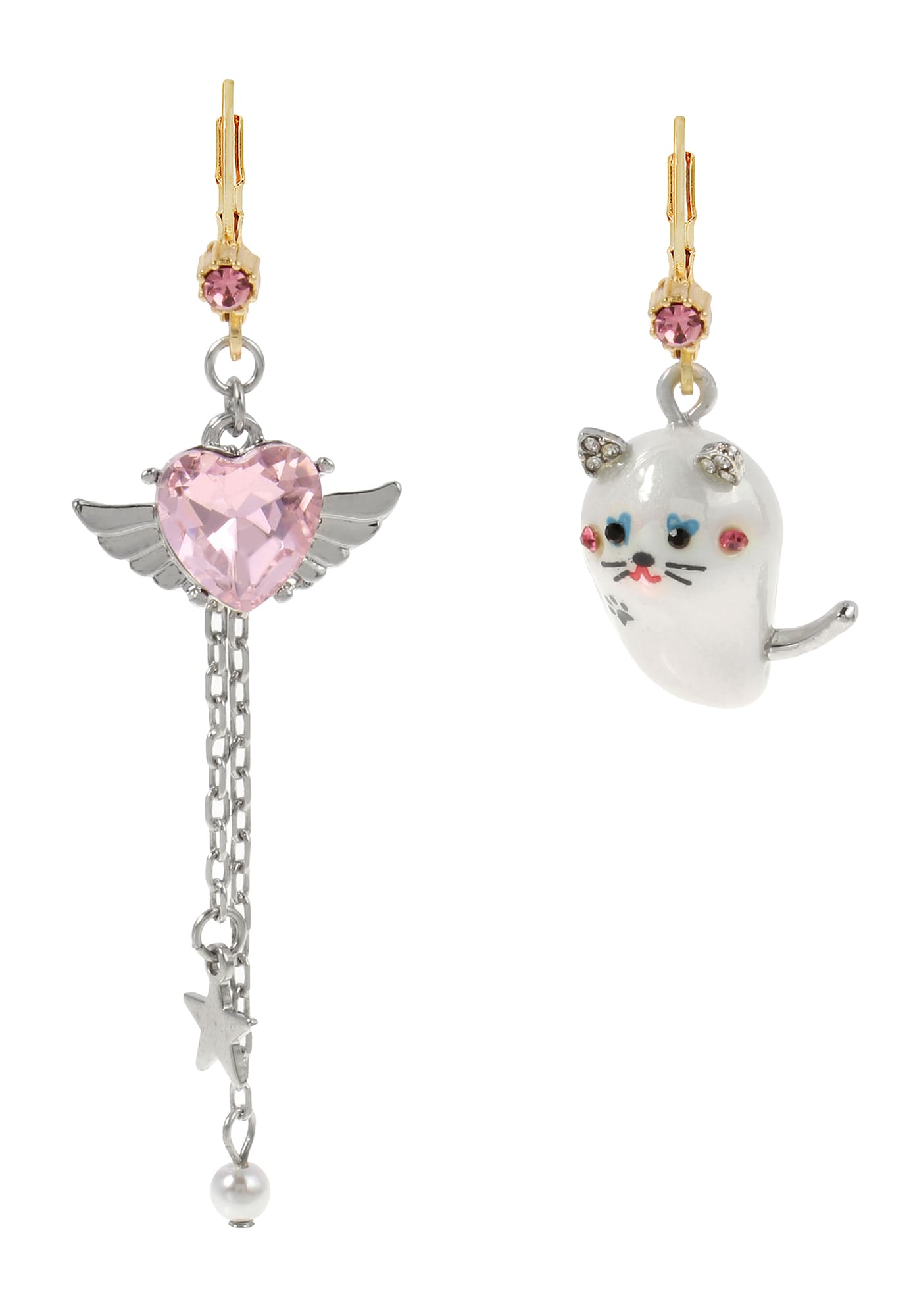 Betsey Johnson Náušnice  svetlosivá / ružová