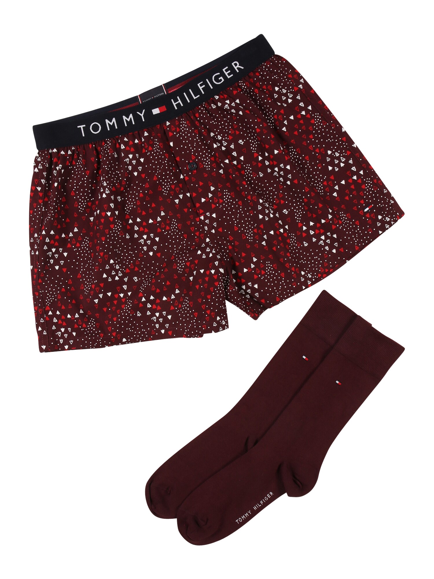 Tommy Hilfiger Underwear Boxer trumpikės  vyšninė spalva / balta / raudona