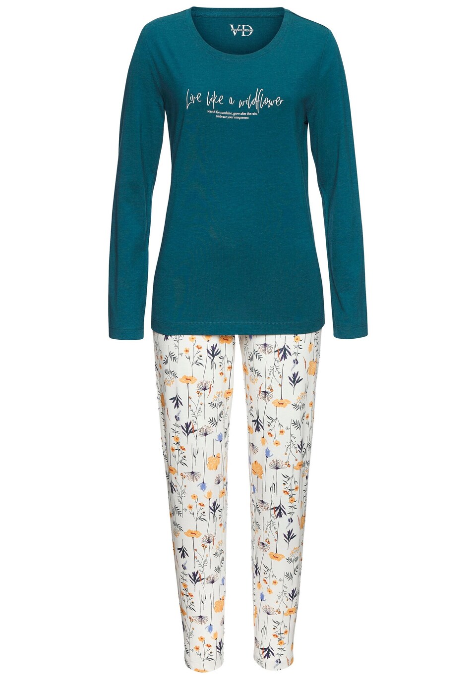 Pyjamas 'Dreams' petrol / violettblå / ljusorange