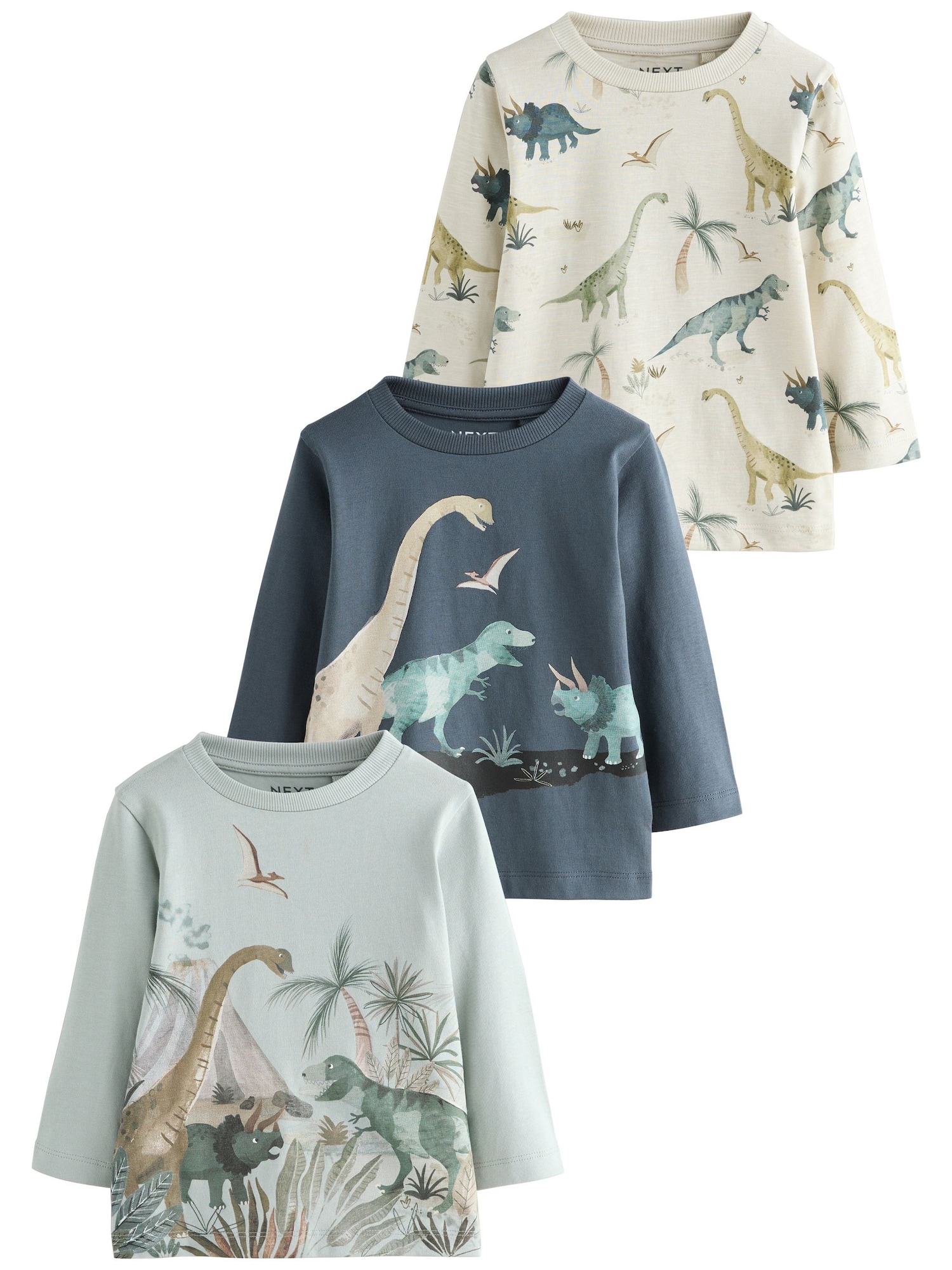 Next Tricou  bej deschis / safir / verde / verde mentă
