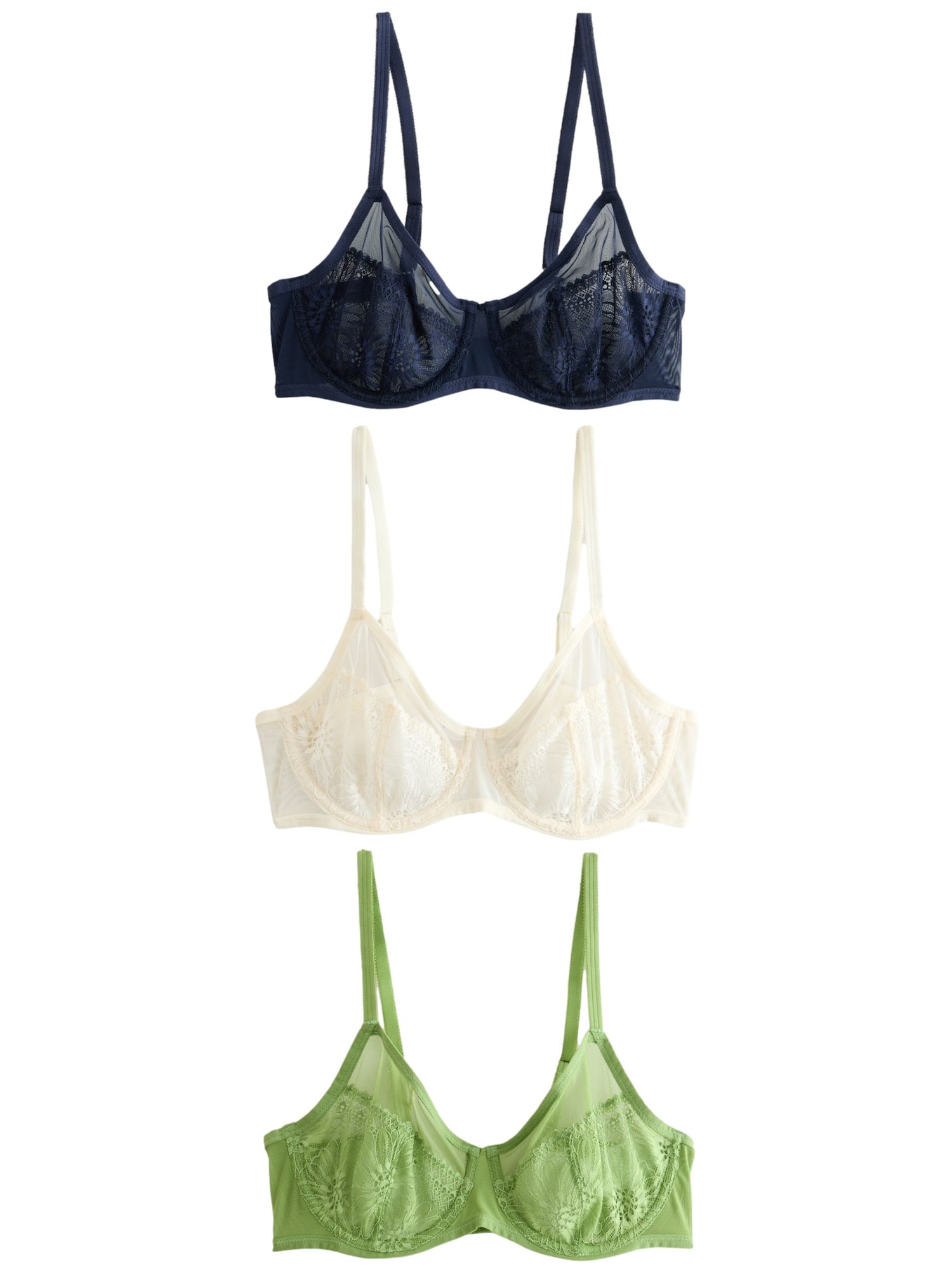 Next Sutien  albastru marin / verde / alb