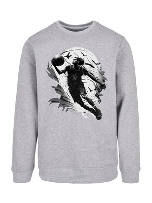 F4NT4STIC Sweatshirt ‘Basketball Spieler’ Grijs / Zwart / Wit