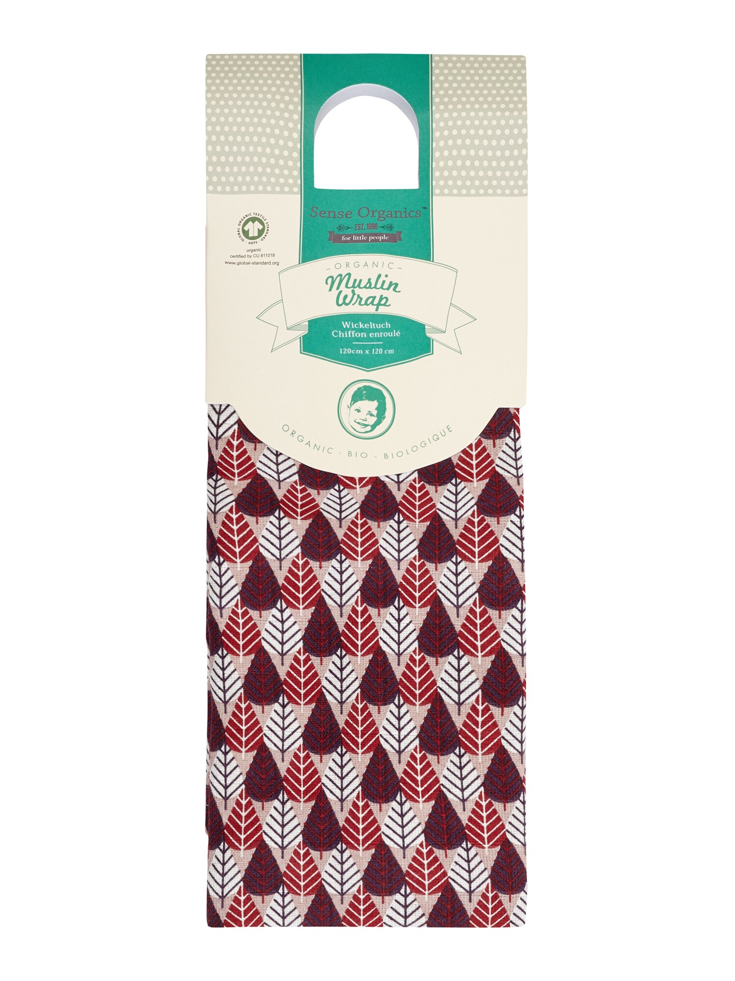 Sense Organics Sauskelnės 'VITA Muslin Wrap, 120x120'  tamsiai raudona
