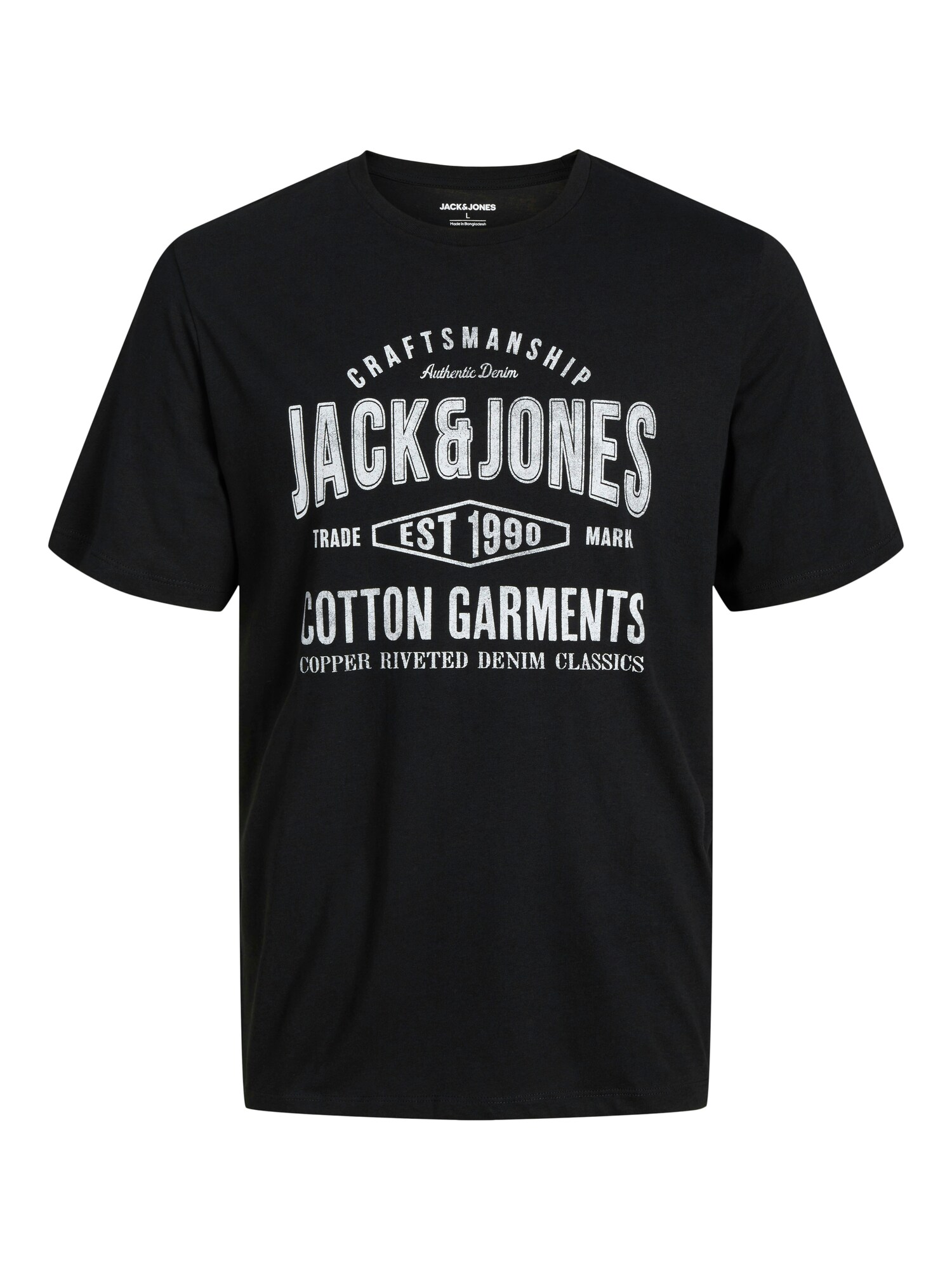 JACK & JONES Tričko 'JJJEANS'  čierna / biela